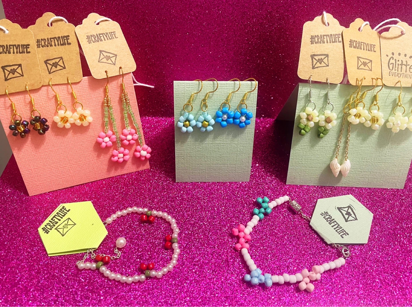 Handmade Beaded Earrings and Bracelets Set