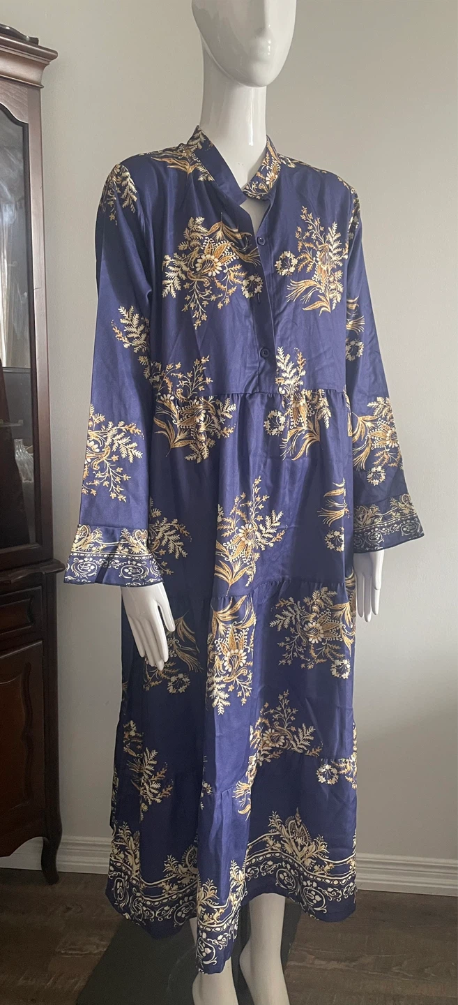Blue Floral Tiered Maxi Dress