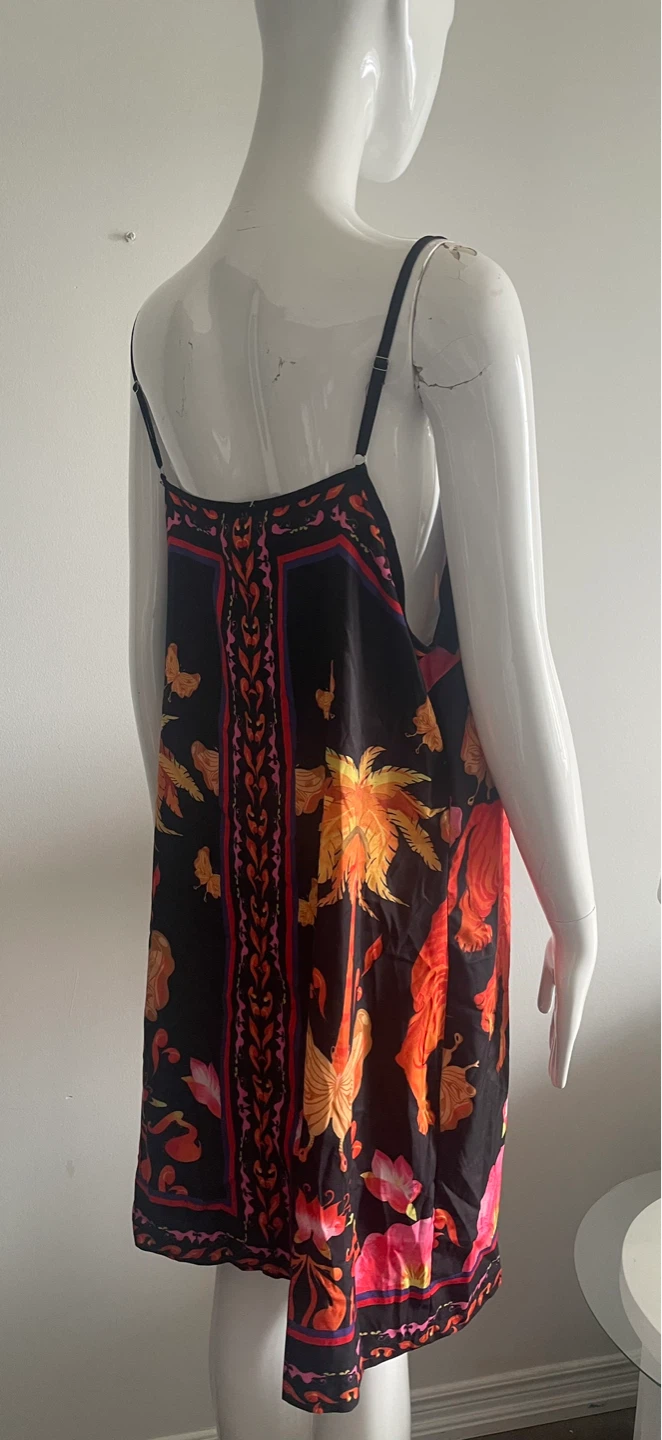 Black Tropical Print Wrap Dress - photo 2