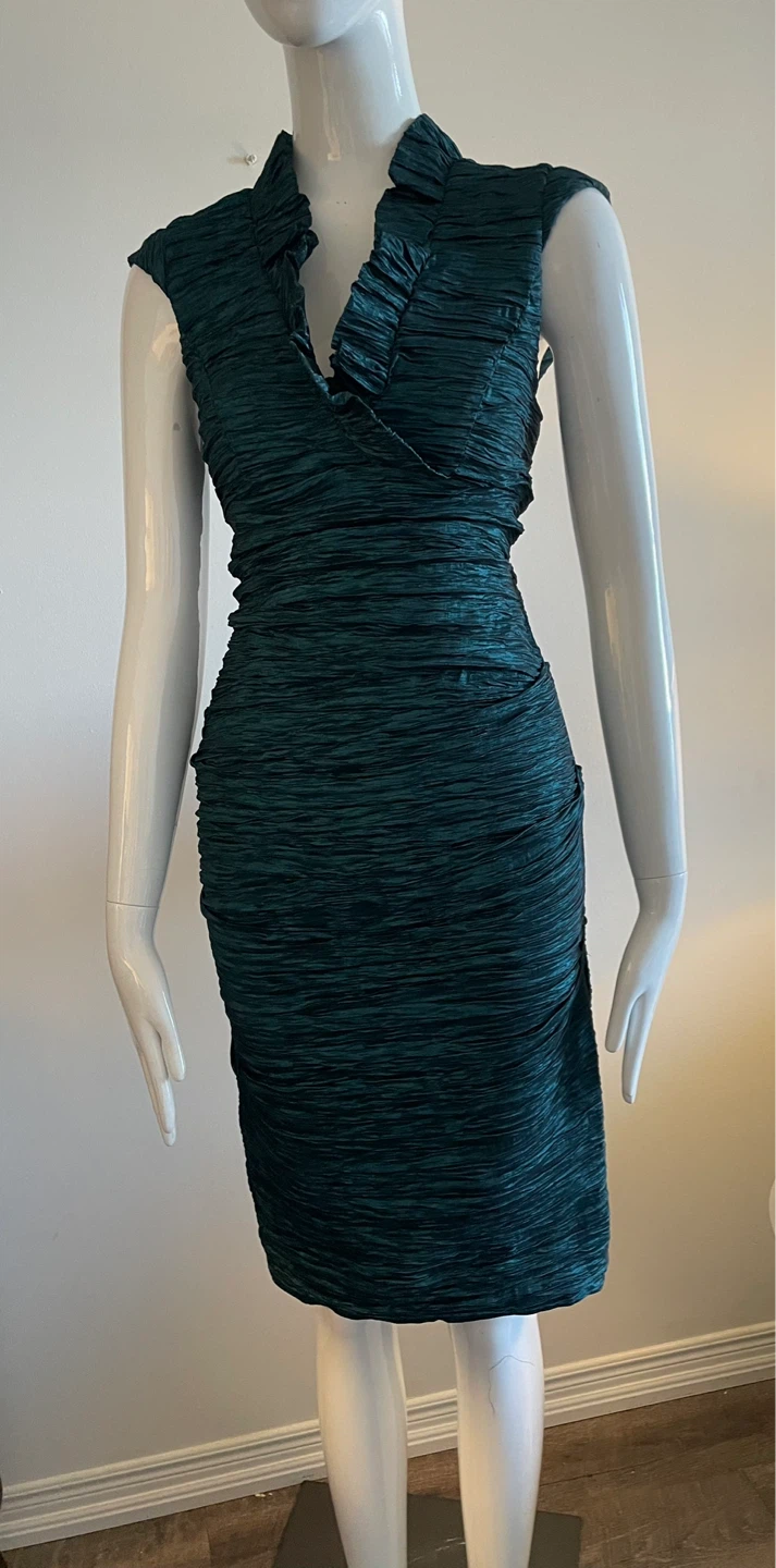 Teal Ruched Cocktail Dress