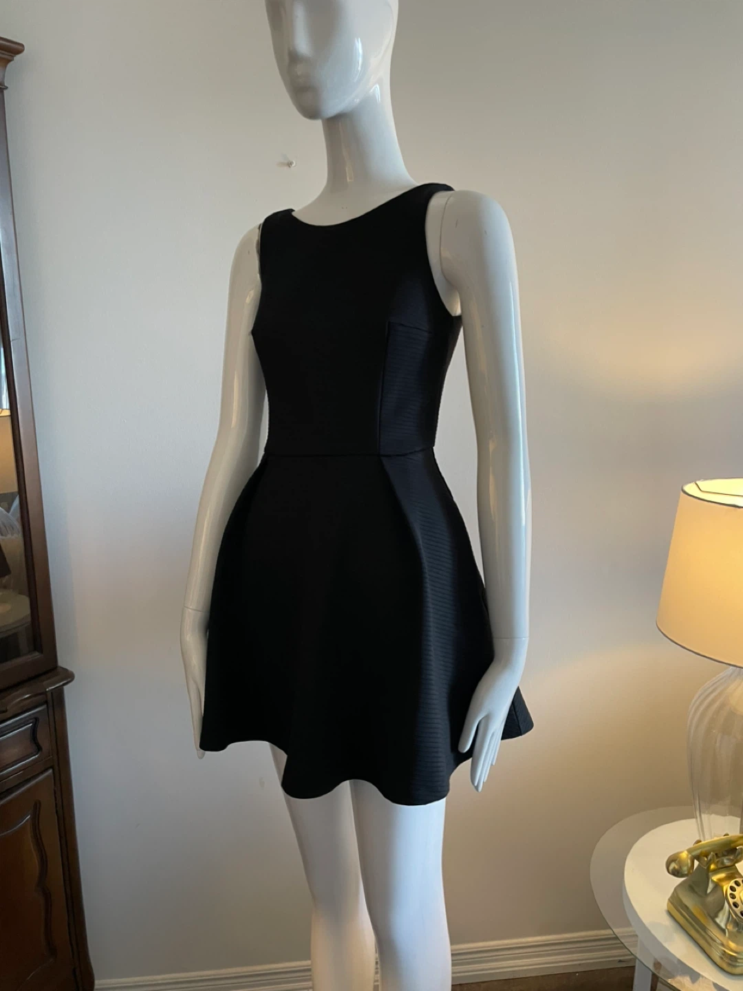 Black Textured Fit and Flare Dress