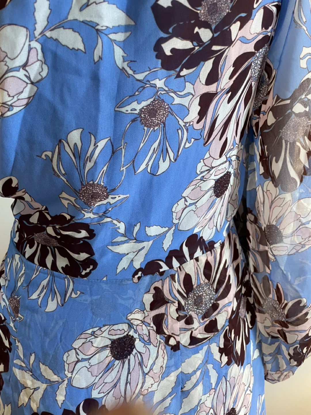 Blue Floral One-Shoulder Ruffle Dress - photo 2