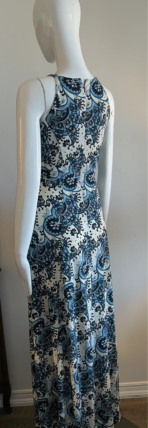 Maxi Dress Blue Paisley Halter Neck - photo 2