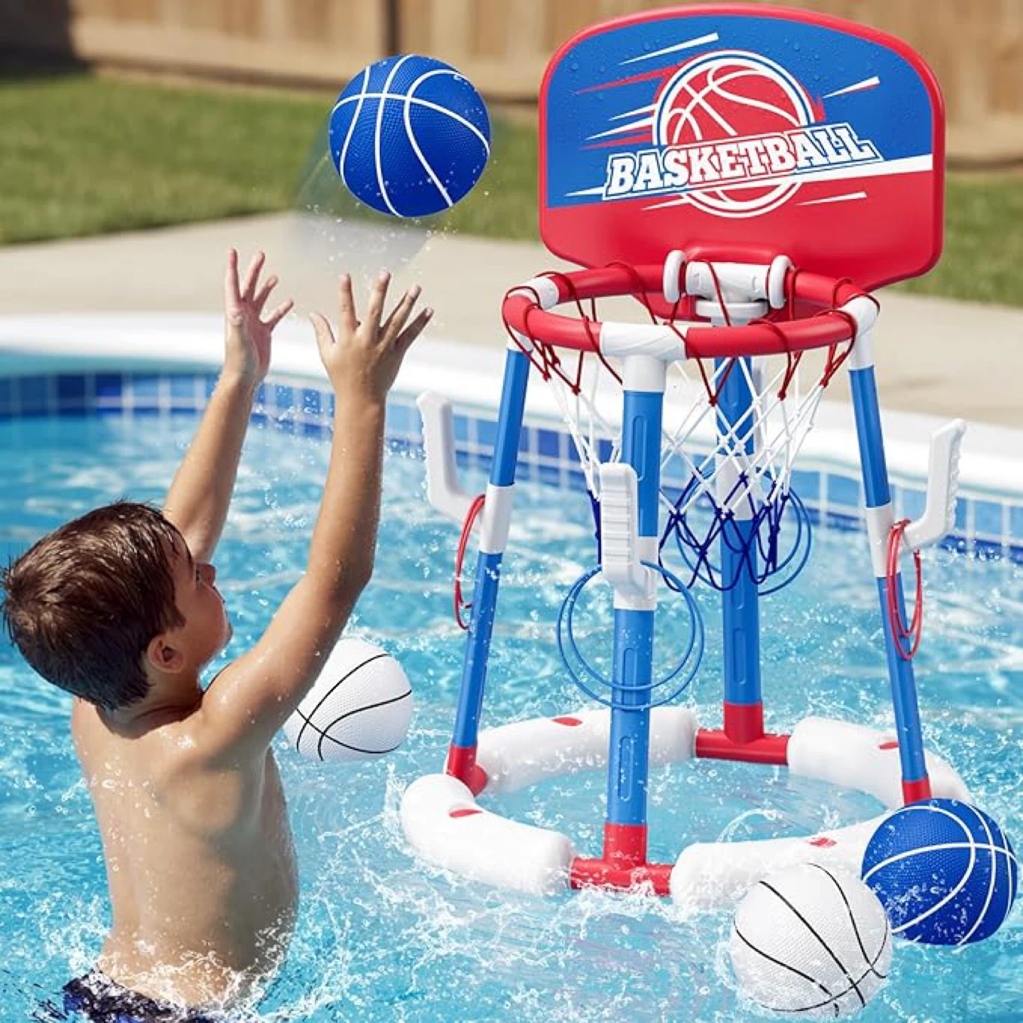 2-in-1 Pool Basketball Hoop and Ring Toss Game