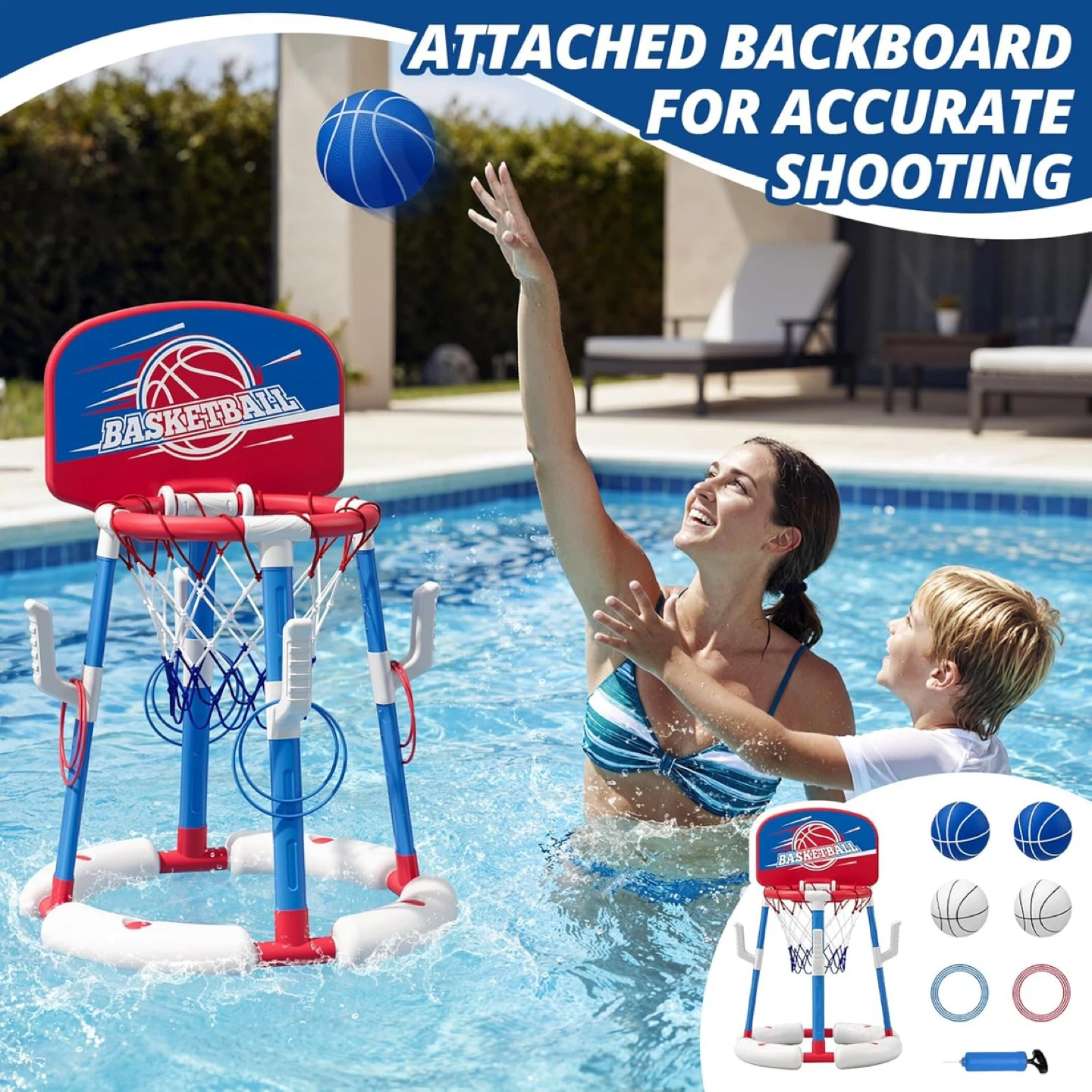 2-in-1 Pool Basketball Hoop and Ring Toss Game - photo 4