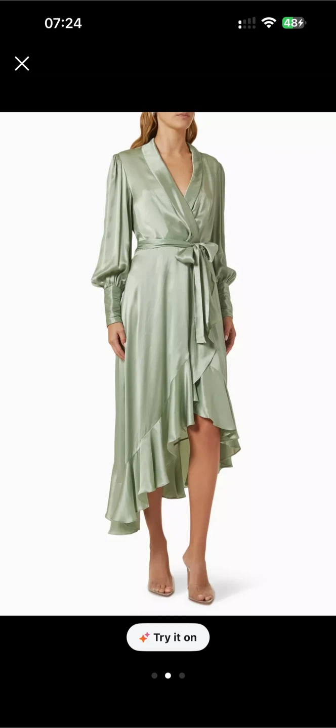 Zimmerman Sage Green Satin Wrap Dress - photo 2