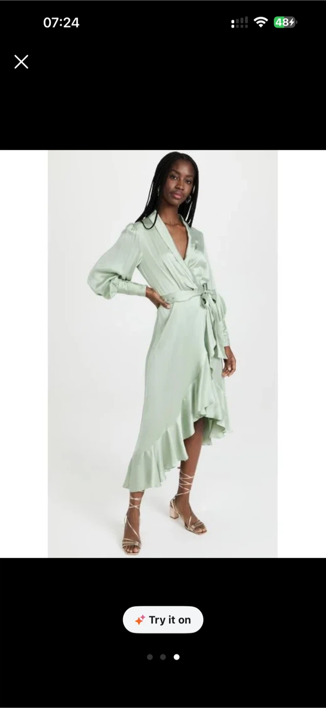 Zimmerman Sage Green Satin Wrap Dress