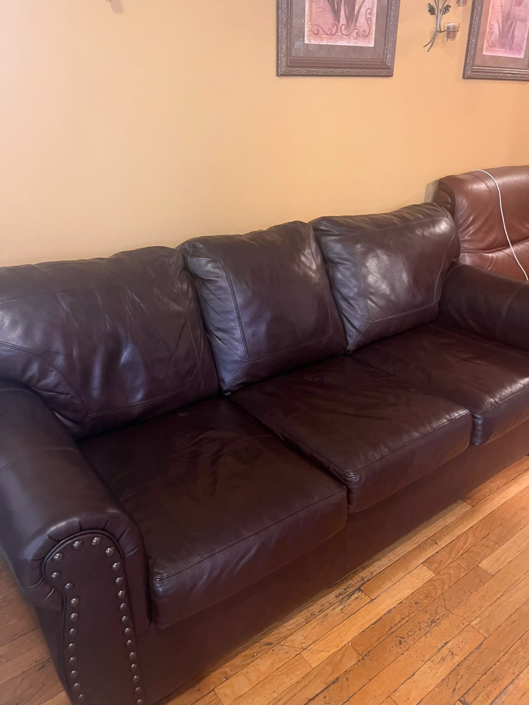 Dark Brown Leather Sofa - photo 2