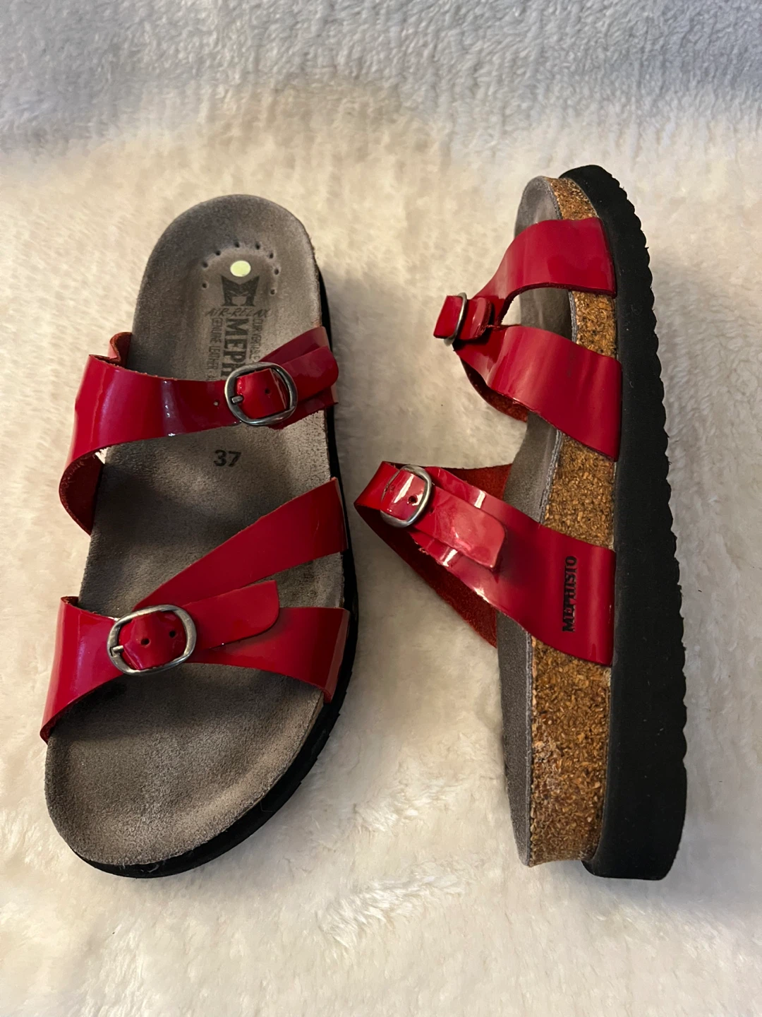 Mephisto Red Patent Leather Sandals Size 7.5