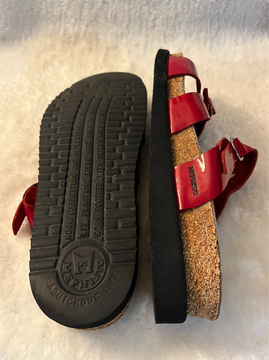 Mephisto Red Patent Leather Sandals Size 7.5 - photo 2