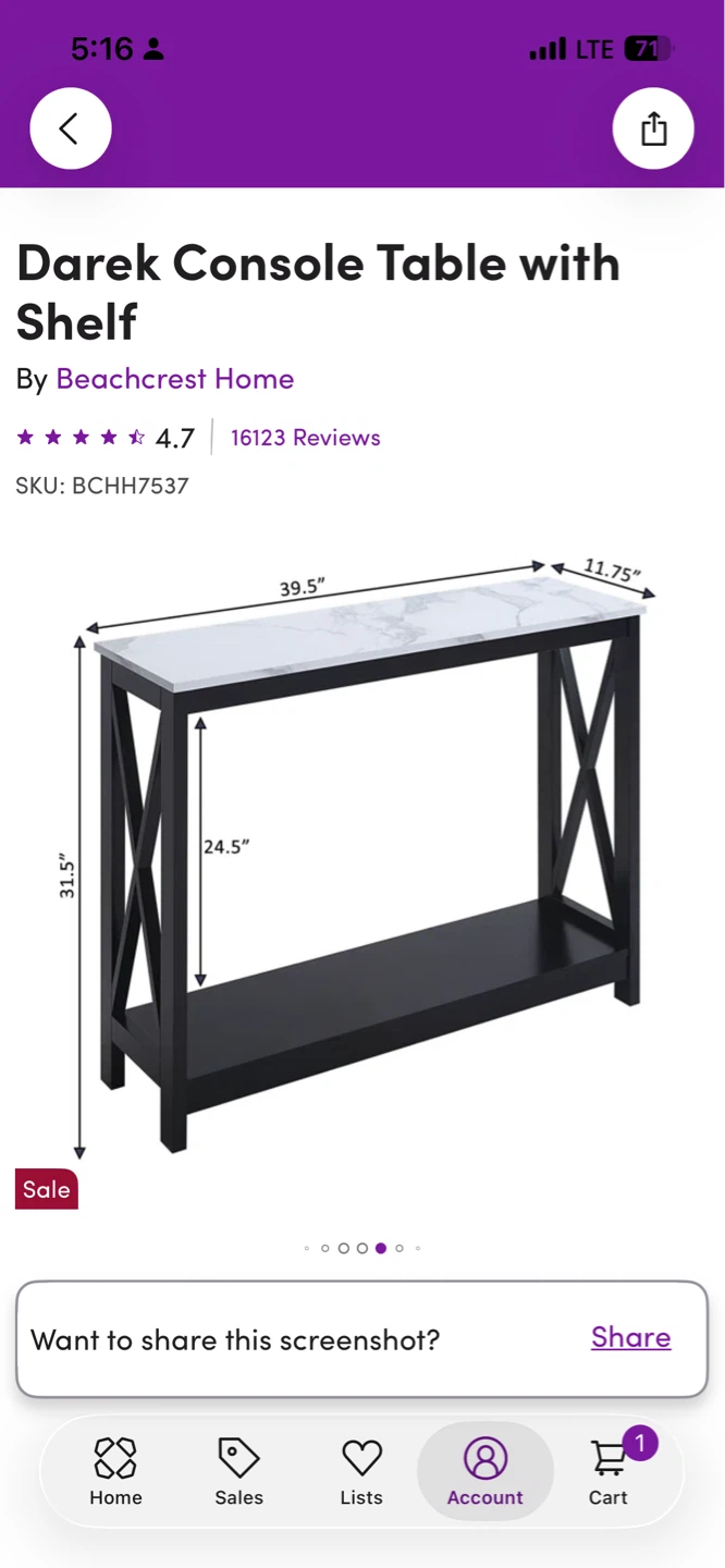 Beachcrest Home Darek Console Table with Shelf