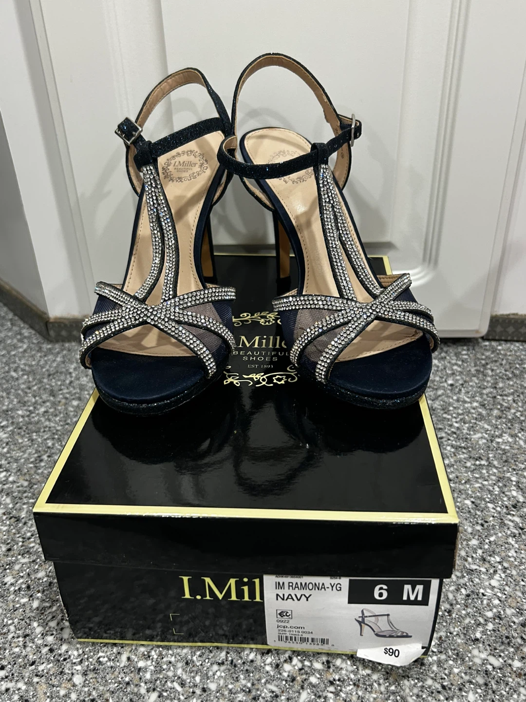 I. Miller Navy Rhinestone Heels Size 6 – Worn Once Wedding