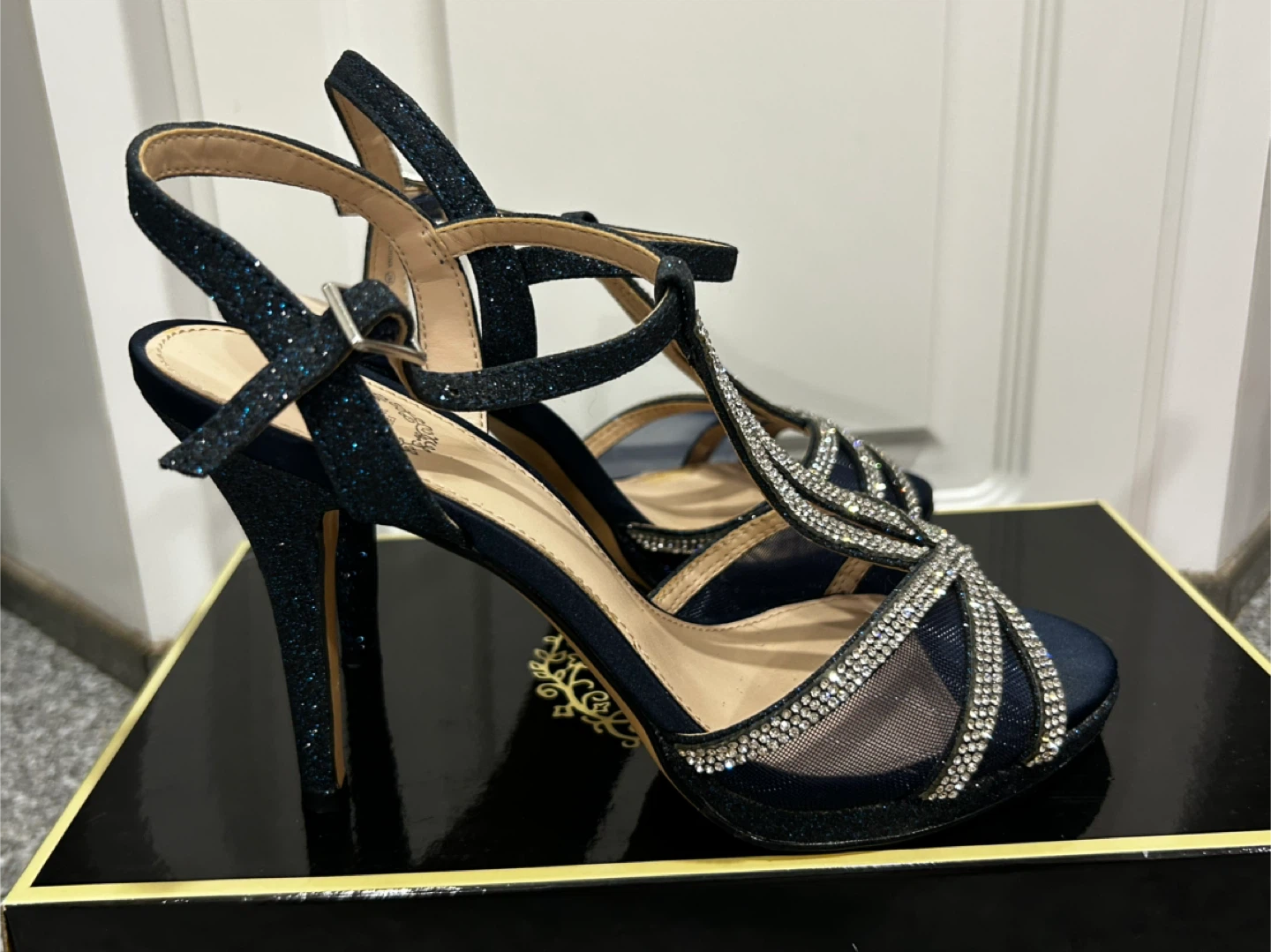I. Miller Navy Rhinestone Heels Size 6 – Worn Once Wedding - photo 2