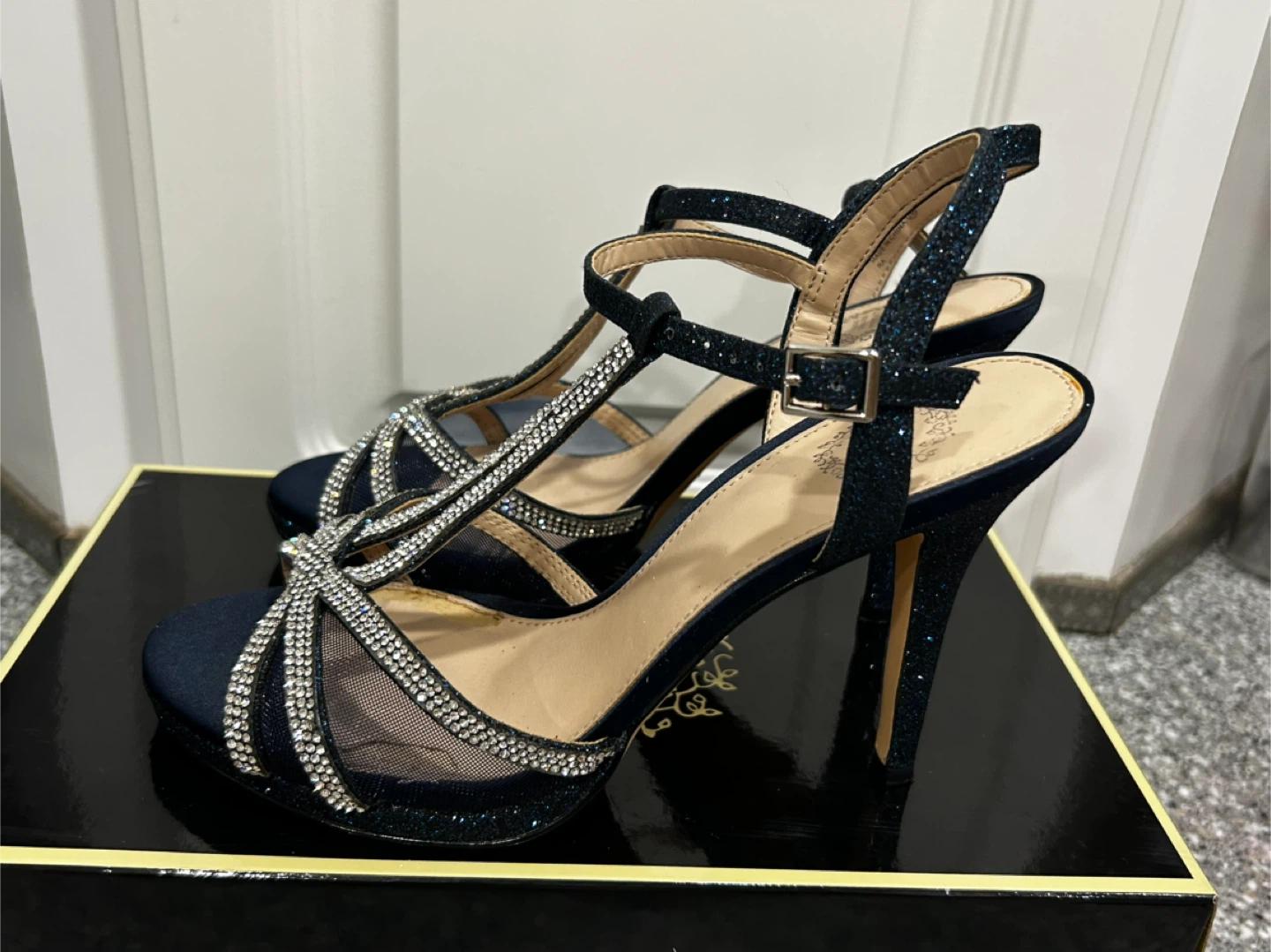 I. Miller Navy Rhinestone Heels Size 6 – Worn Once Wedding - photo 4