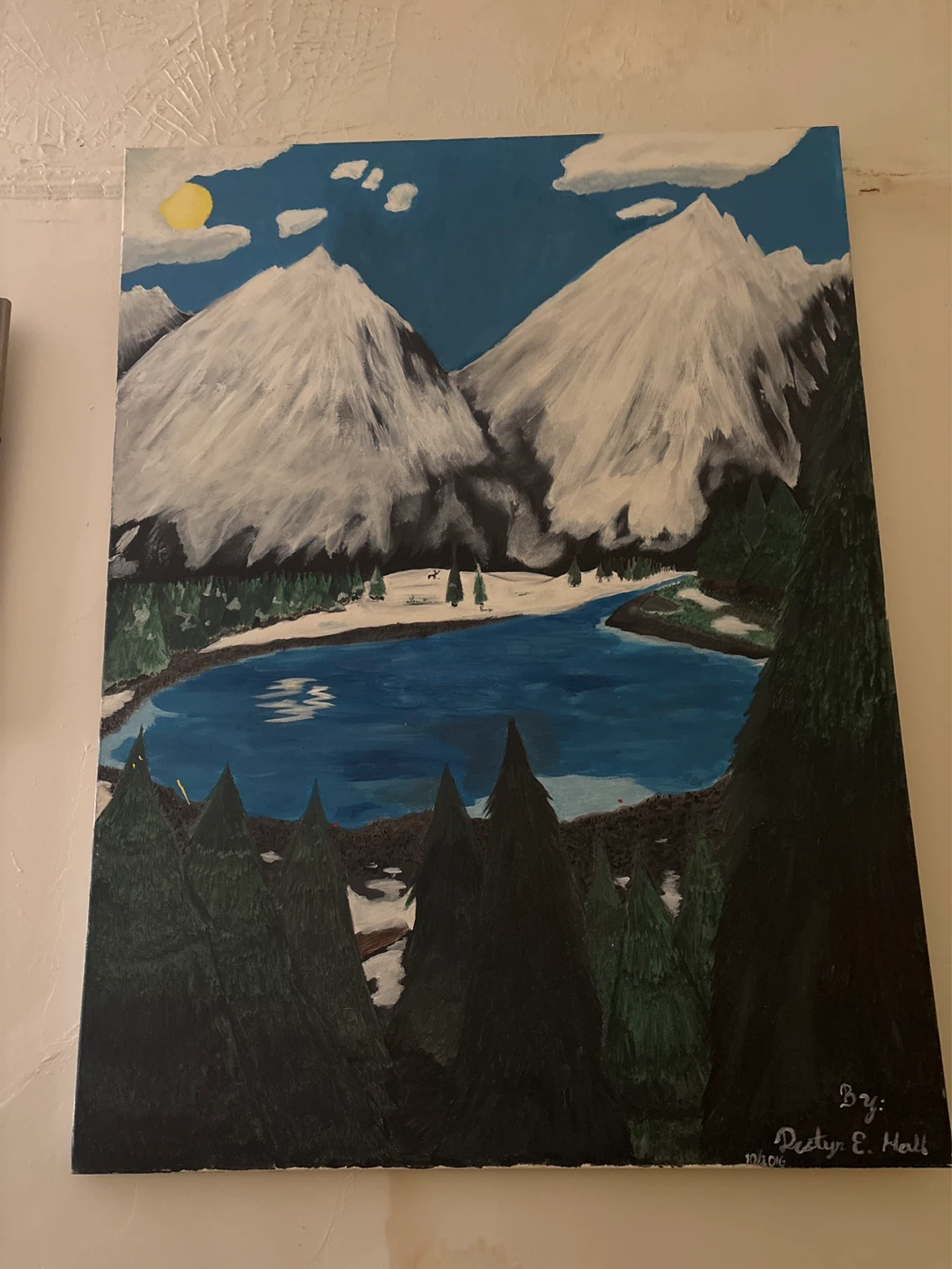 Original Mountain Lake Landscape Painting