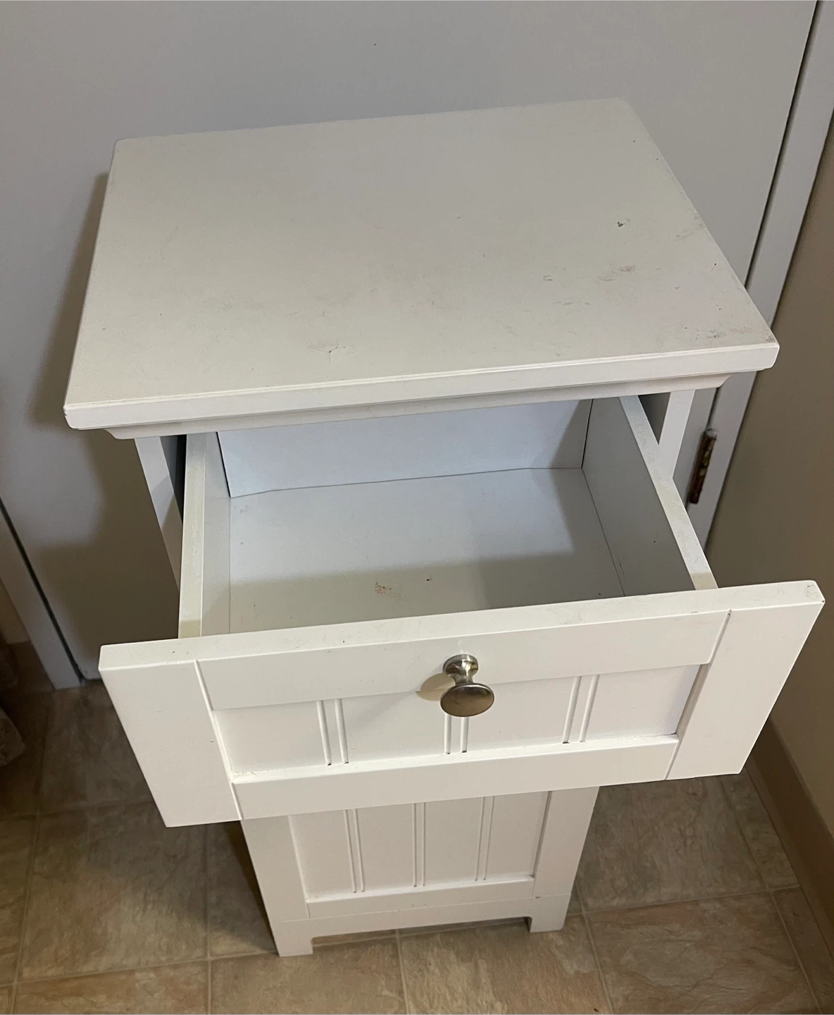 White Storage Cabinet with Drawer and Shelves - photo 2