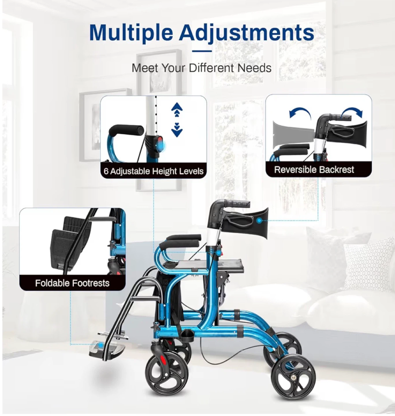 Foldable Rollator Walker with Seat - photo 3