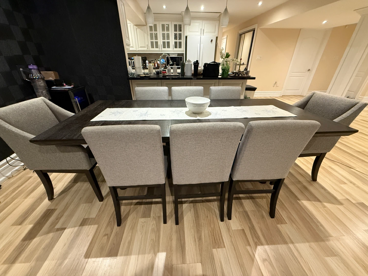 Dark Wood Dining Table with 8 Chairs - photo 4