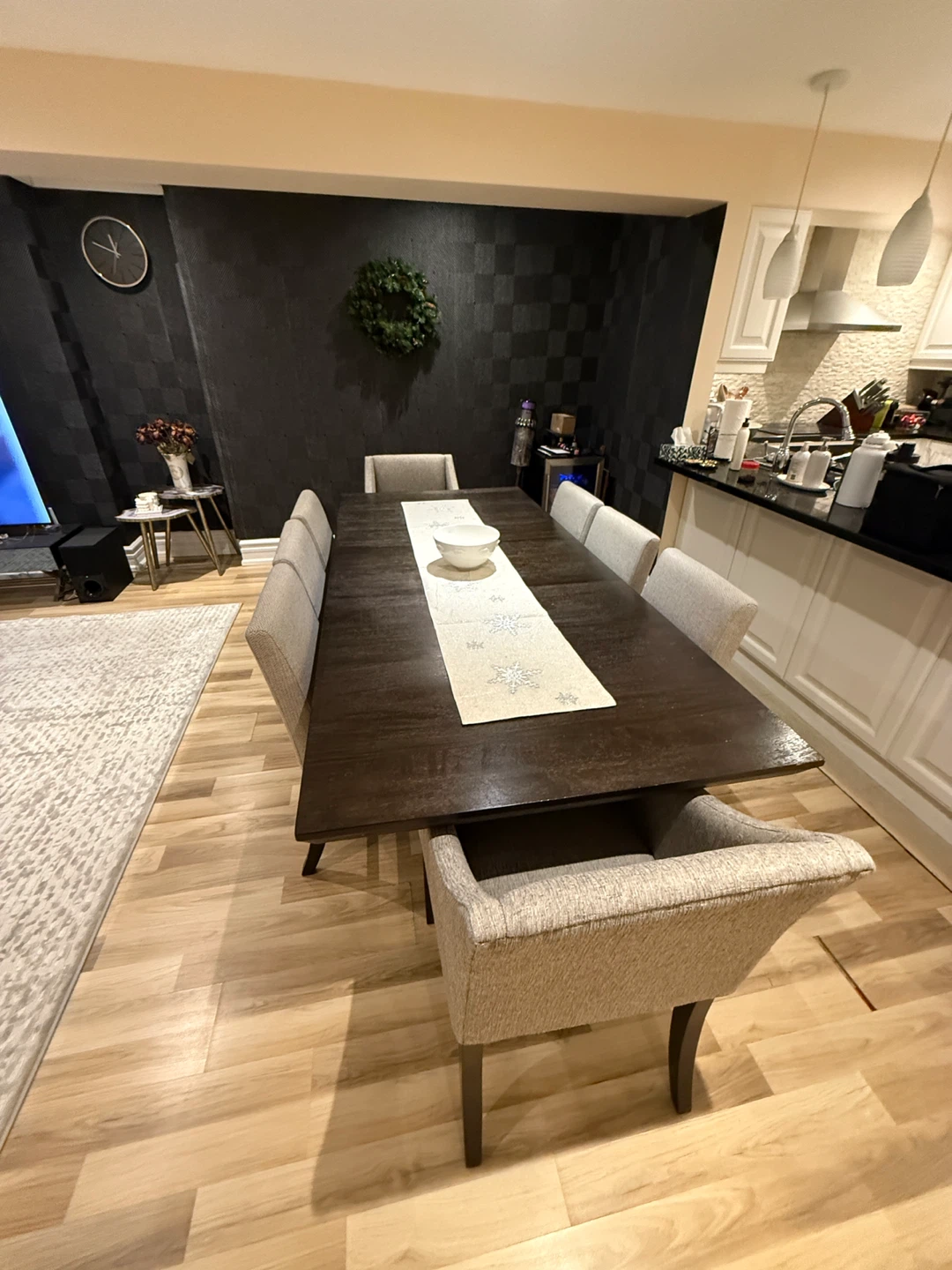 Dark Wood Dining Table with 8 Chairs - photo 5