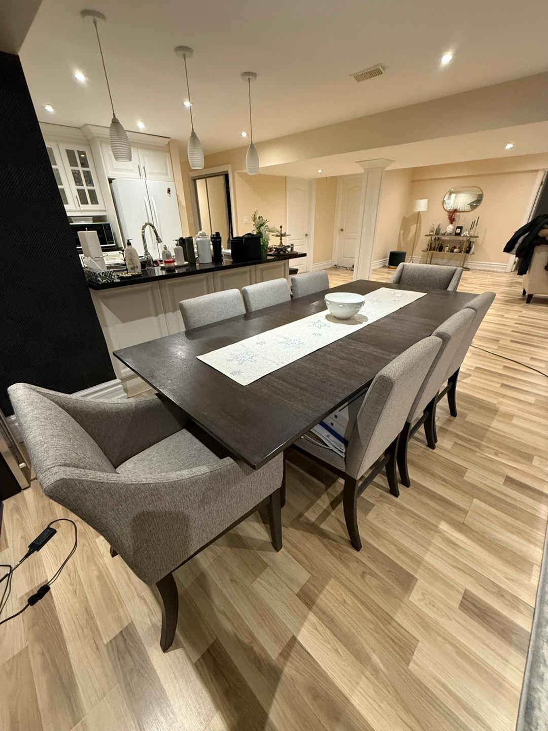 Dark Wood Dining Table with 8 Chairs - photo 2