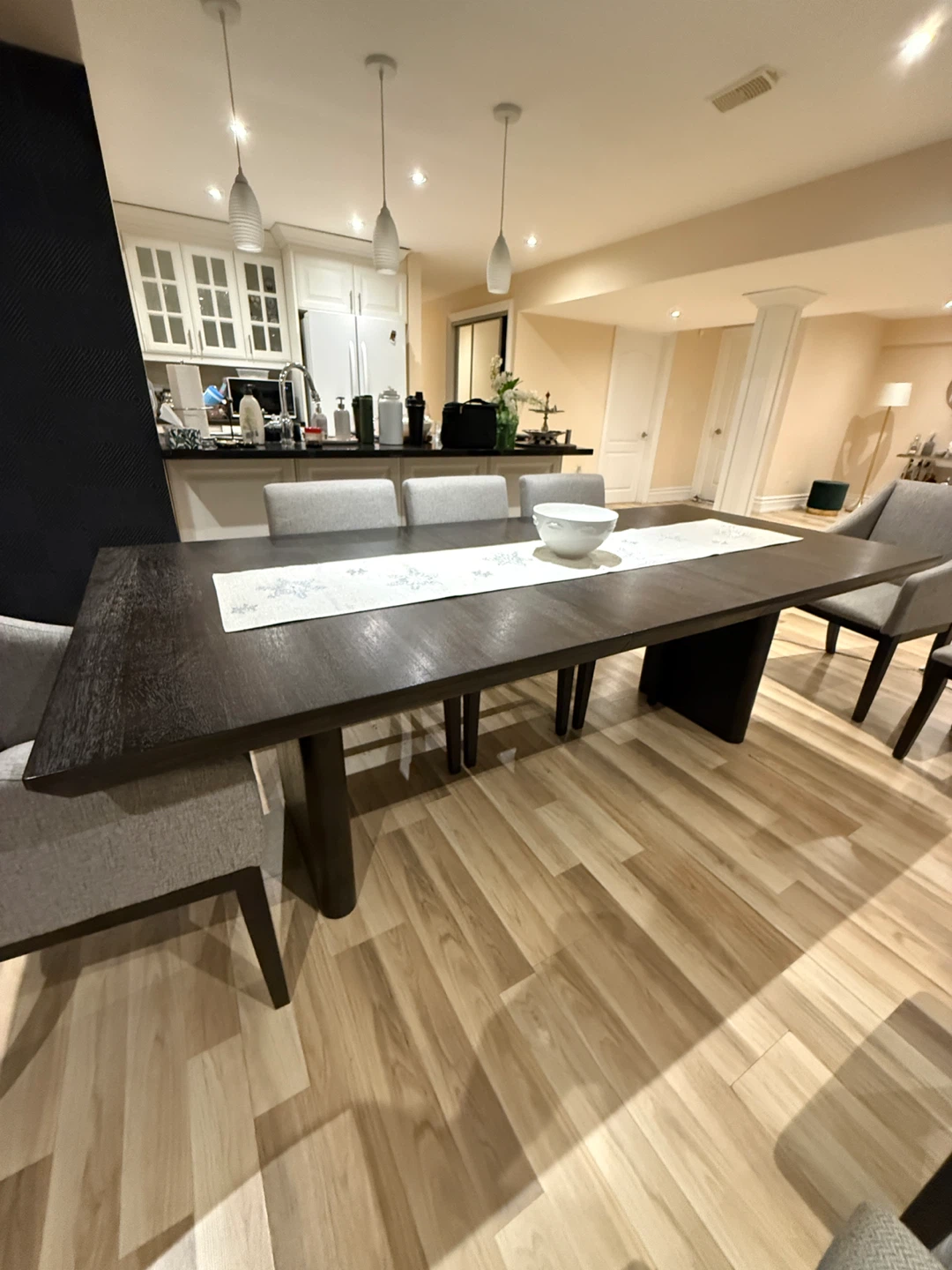 Dark Wood Dining Table with 8 Chairs - photo 3