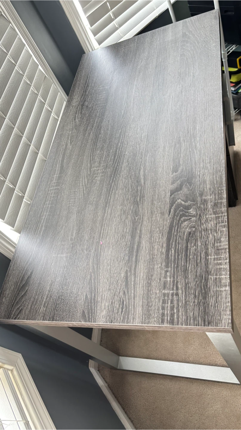 Grey Wood Grain Desk with 3 Drawers - photo 3