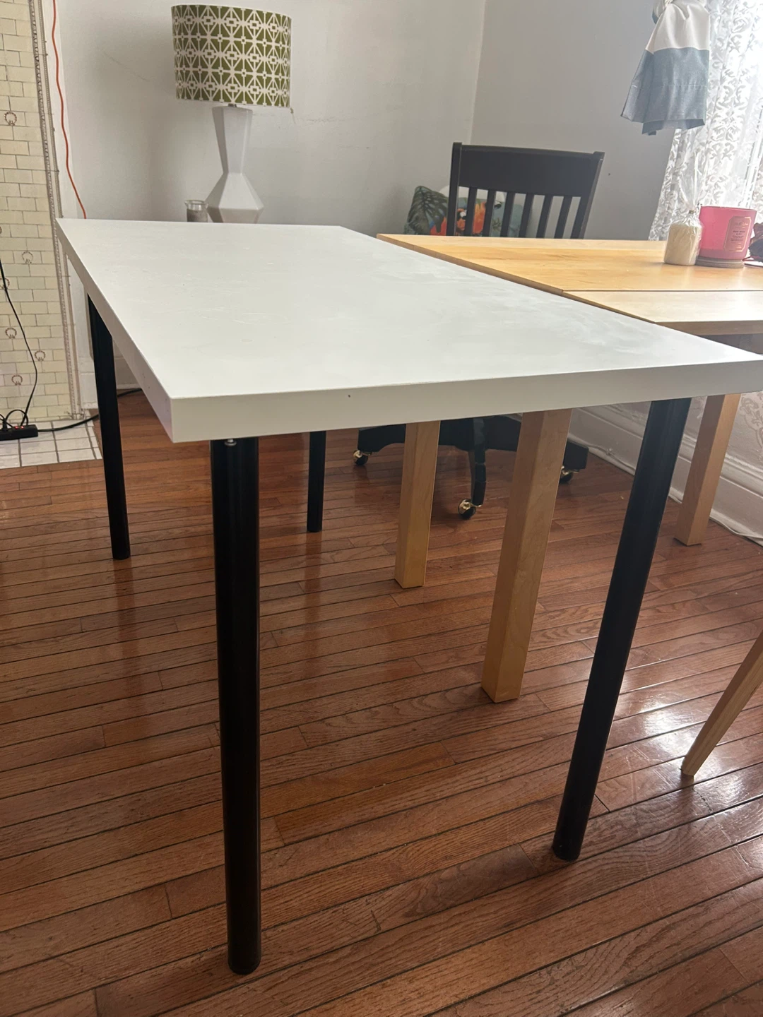 White Rectangular Table with Black Legs - photo 3
