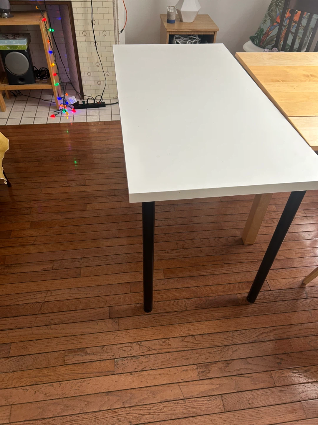 White Rectangular Table with Black Legs - photo 2