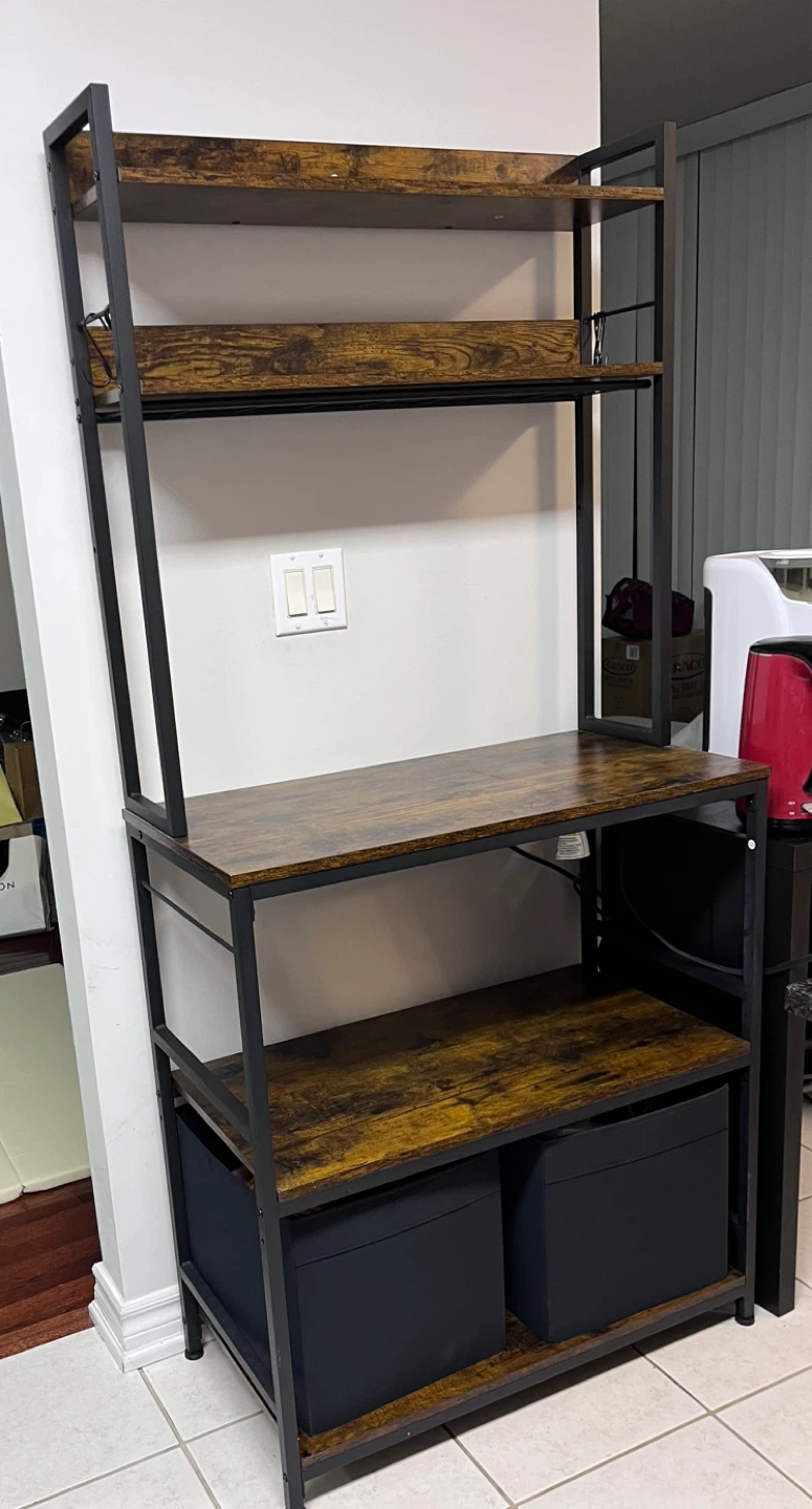 VASAGLE Bakers Rack with Power Outlet - Rustic Brown - photo 2