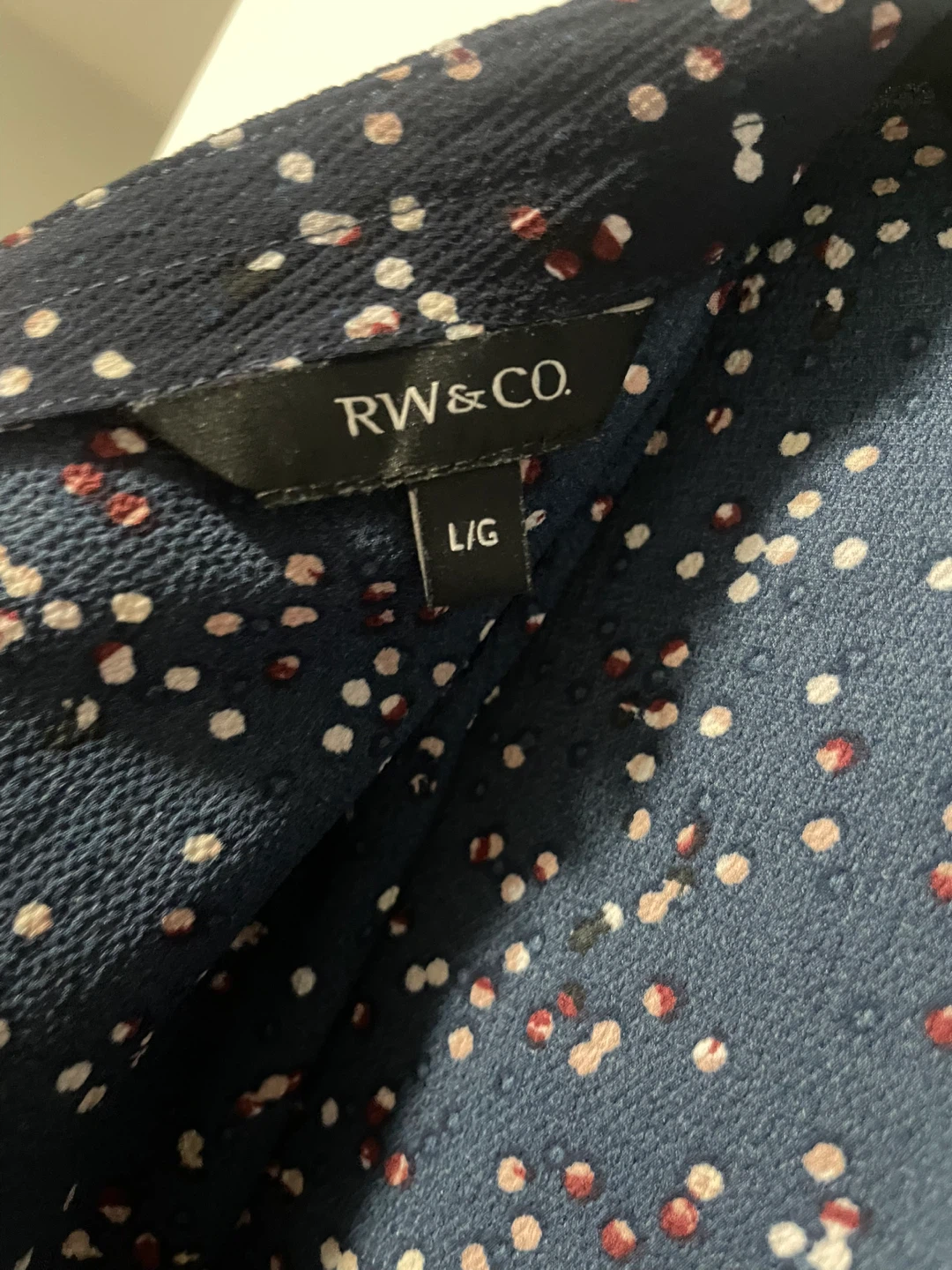 RW & CO. Women's Navy Blouse with Beaded Neckline - Large - photo 4