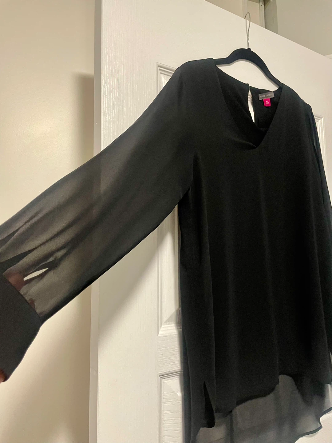 Vince Camuto Black Sheer Sleeve Blouse - Size M - photo 3