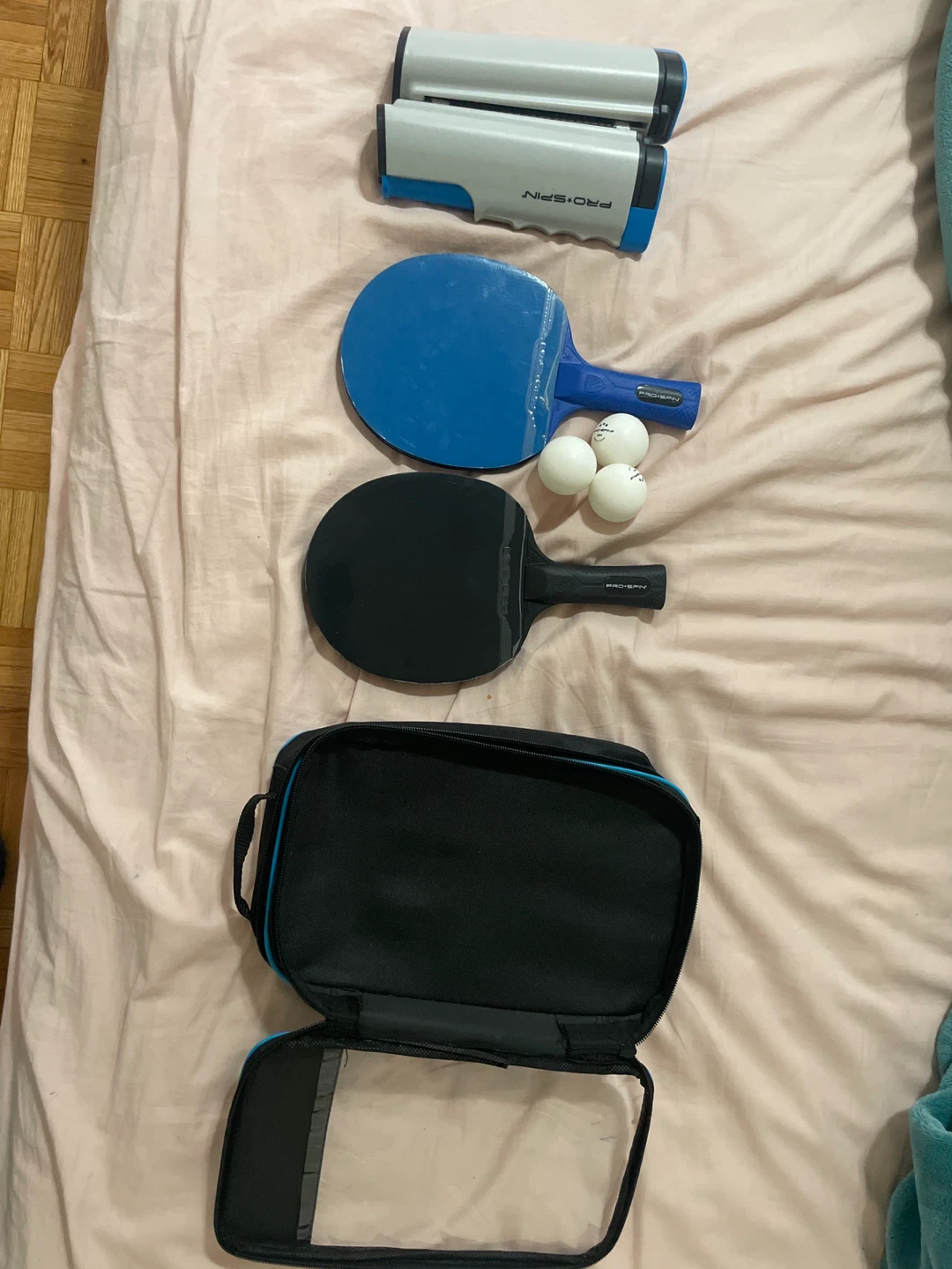 PRO-SPIN Table Tennis Set with 2 Paddles, 3 Balls, Net, and Case