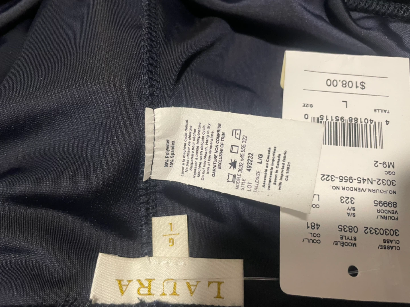 Laura Navy Velvet Pants - Size L - photo 4