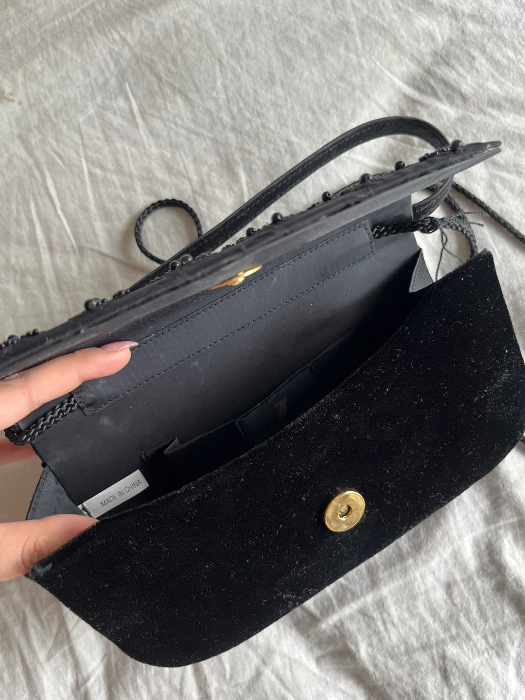 Jeanne Lottie Black Beaded Velvet Clutch Purse - photo 2