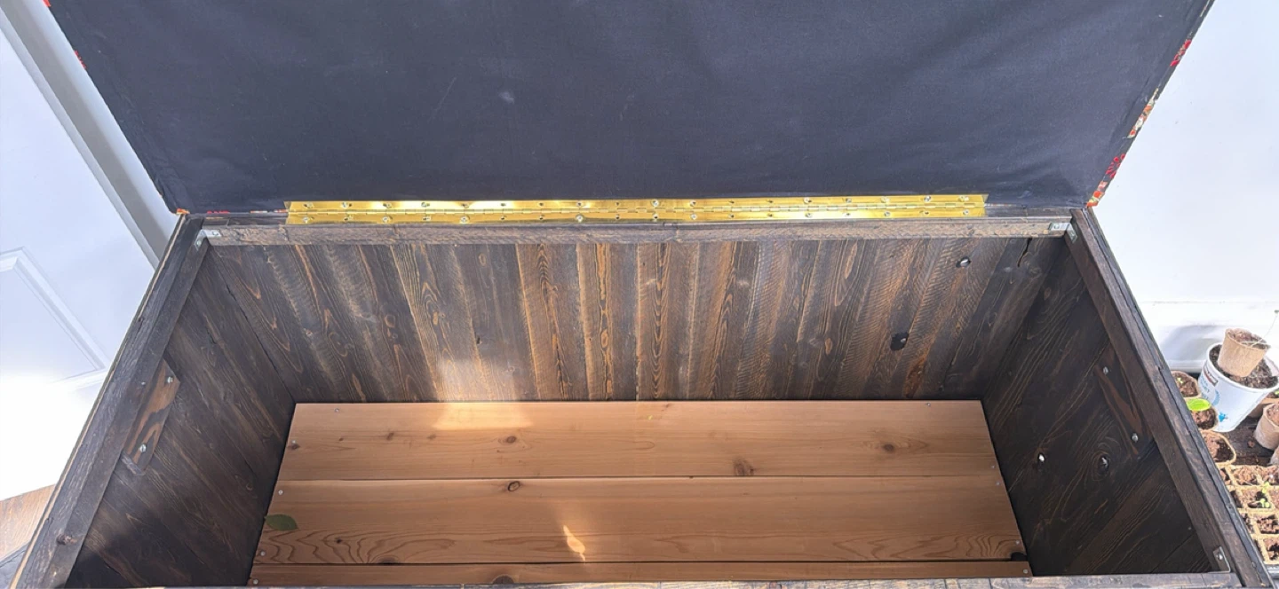 Wooden Storage Chest with Padded Lid - photo 2