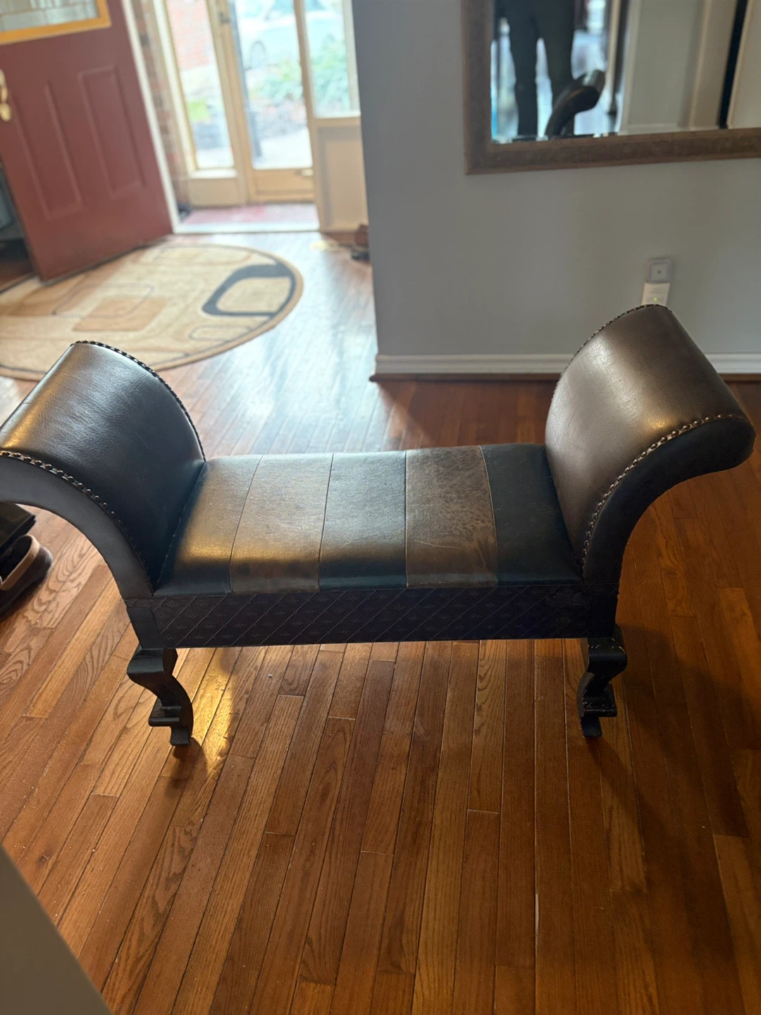 Decorative Bench - Faux Leather & Patterned Seat - photo 2