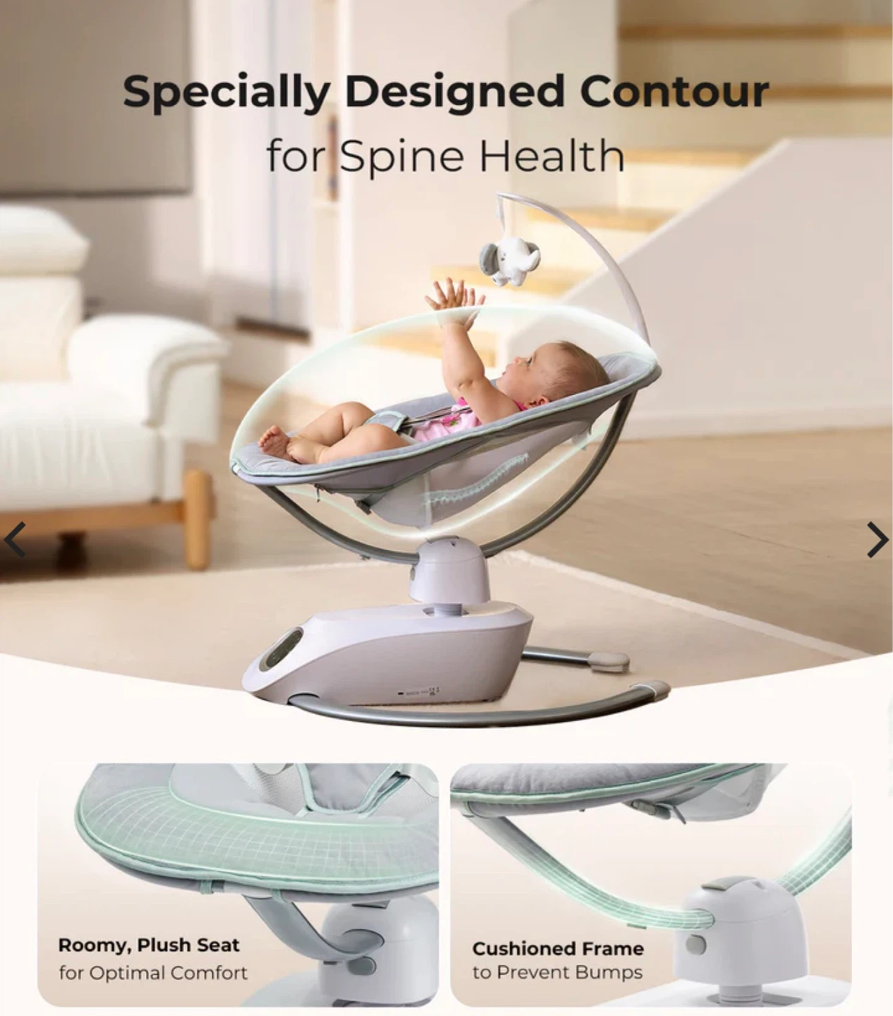 Momcozy Baby Swing 6 motions 4 speeds 8 soothing sounds! 🫶🍼👶🩶 - photo 4