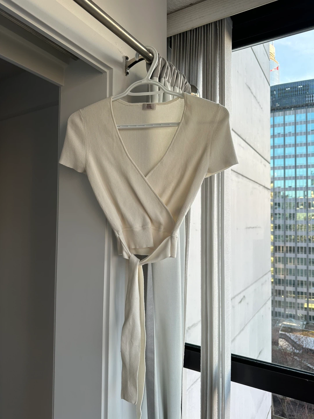 Little Moon Ribbed Wrap Top Size S