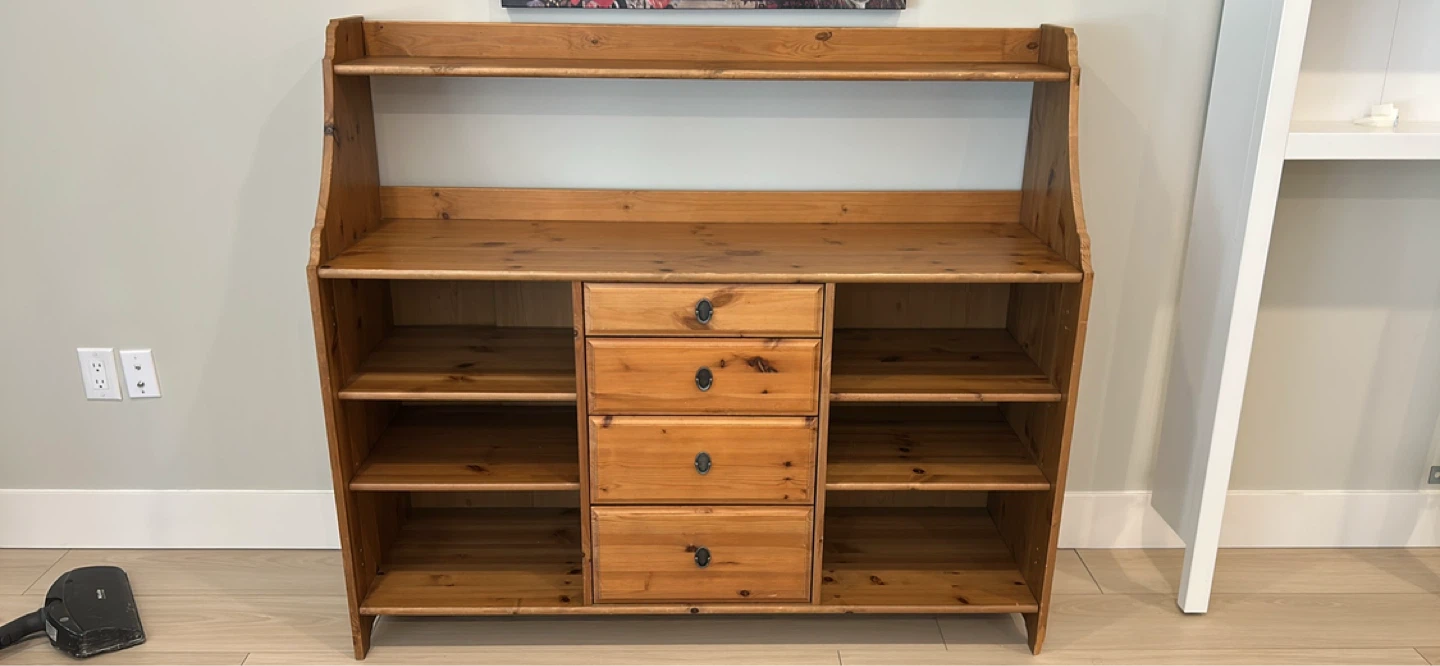 IKEA Buffet, vintage;  Solid Wood Shelving Unit with Drawers