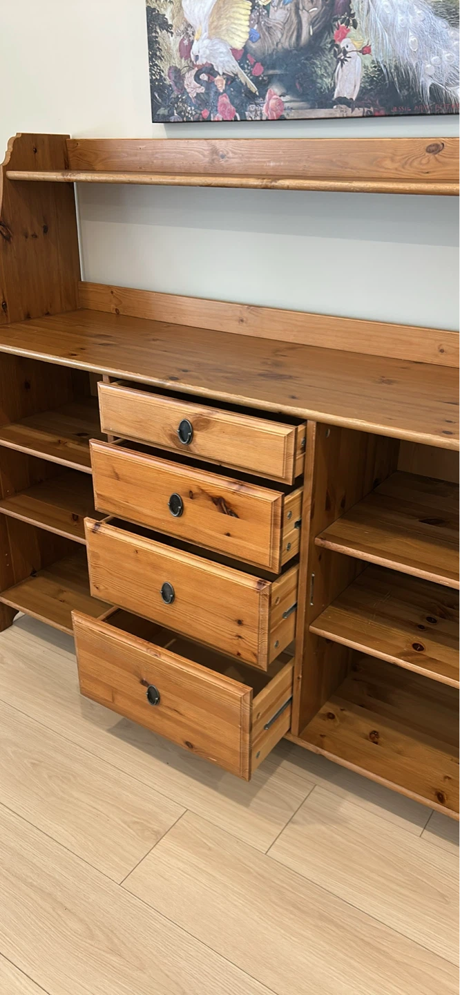 IKEA Buffet, vintage;  Solid Wood Shelving Unit with Drawers - photo 2