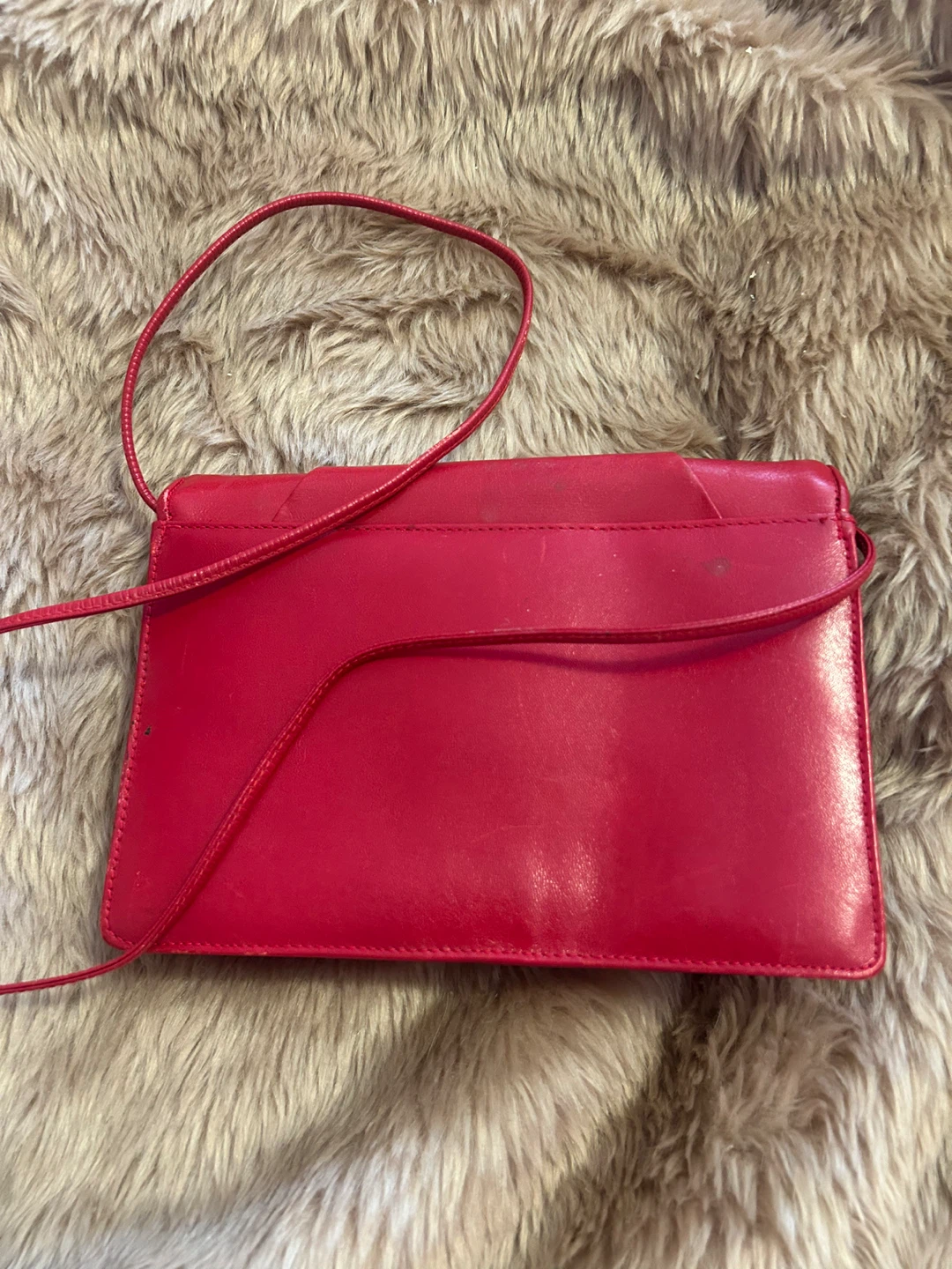 1970 VINTAGE BALLY PARIS CRIMSON-RED ENVELOPE LEATHER BAG - photo 3