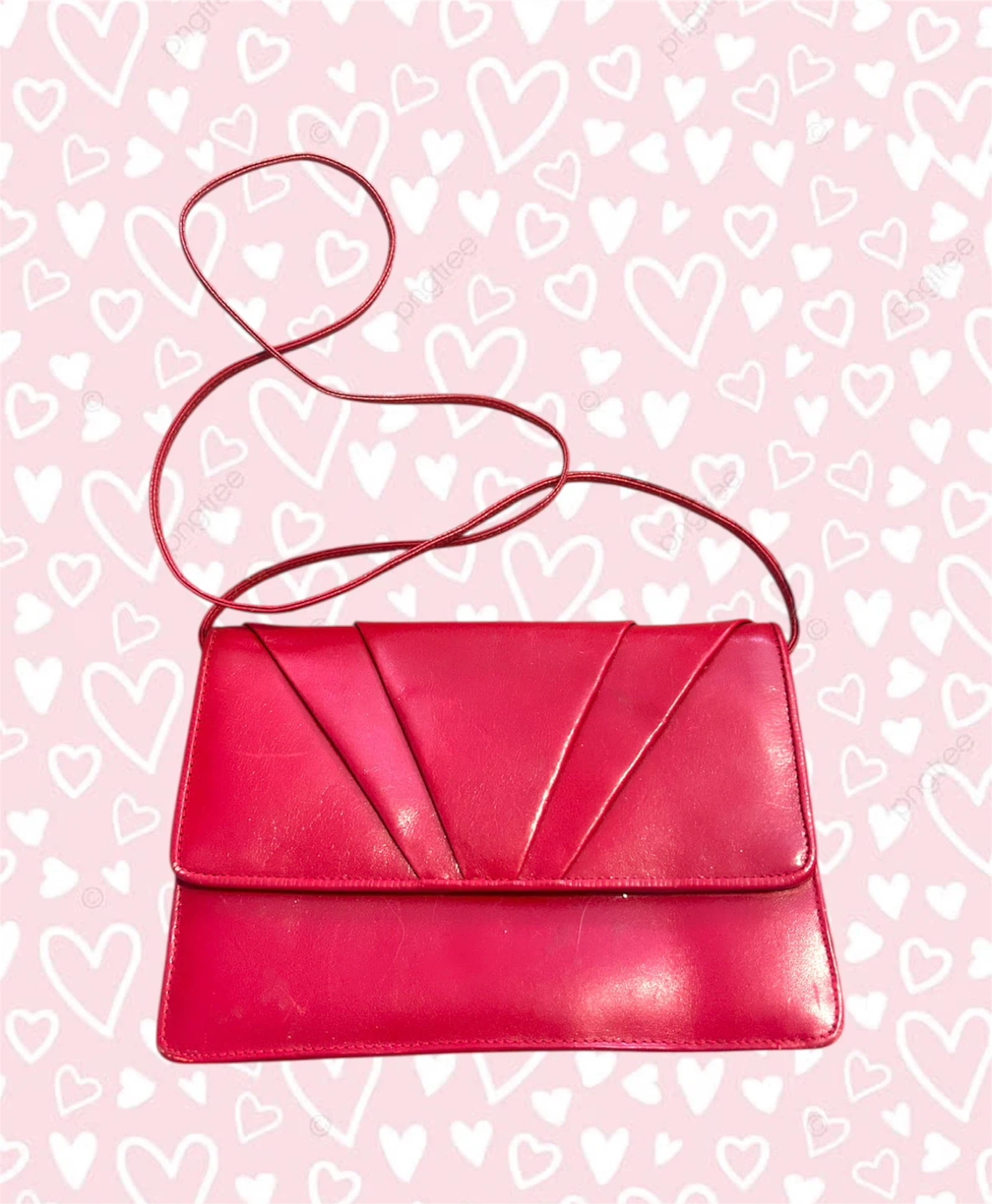 1970 VINTAGE BALLY PARIS CRIMSON-RED ENVELOPE LEATHER BAG