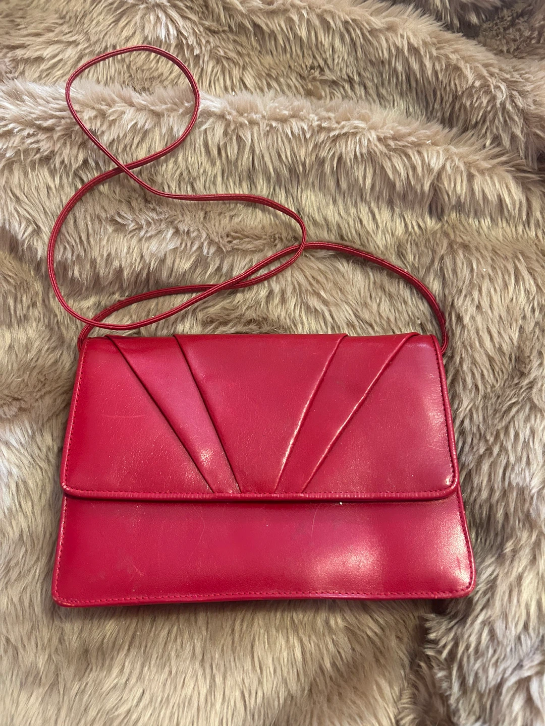1970 VINTAGE BALLY PARIS CRIMSON-RED ENVELOPE LEATHER BAG - photo 2