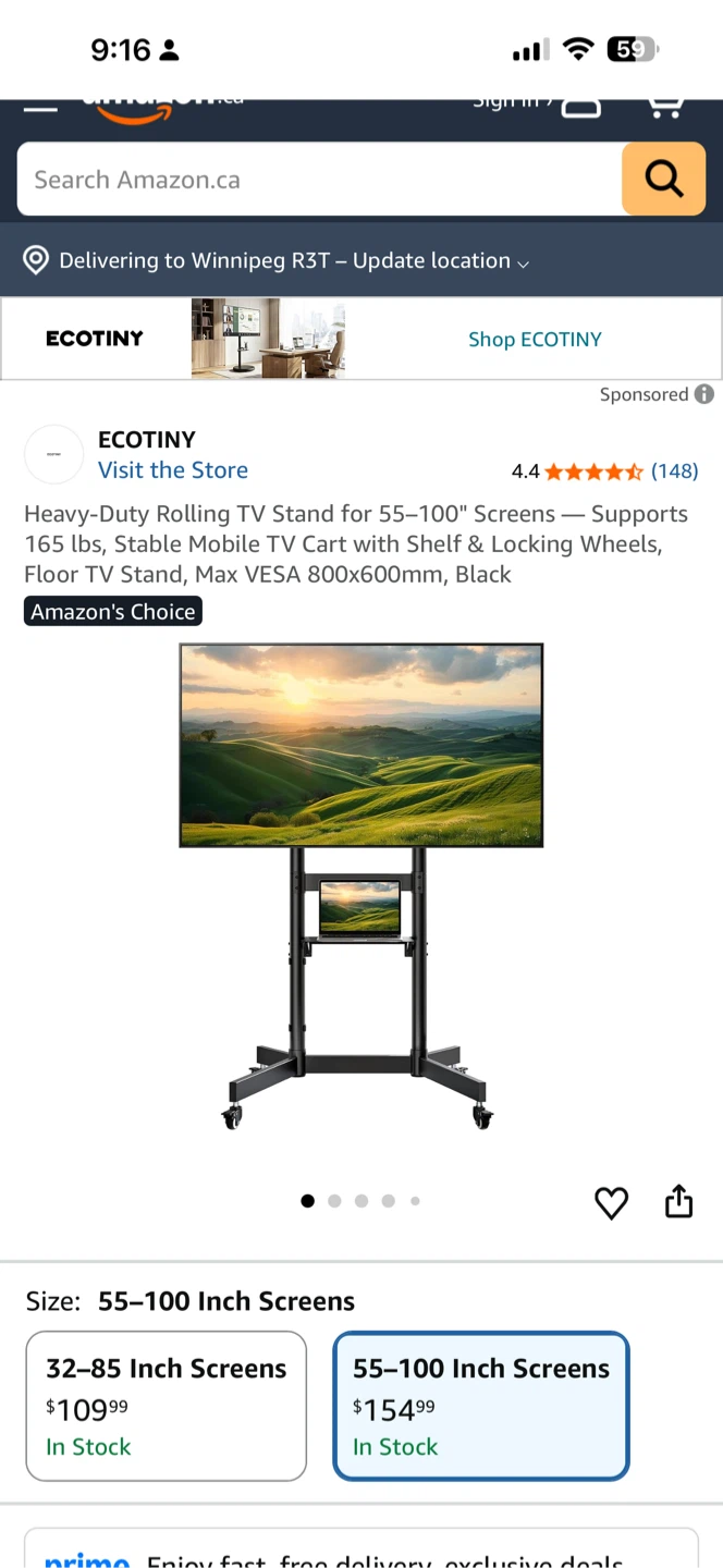 QUICK SALE ECOTINY Rolling TV Stand NO MOUNTING BRACKETS - photo 2