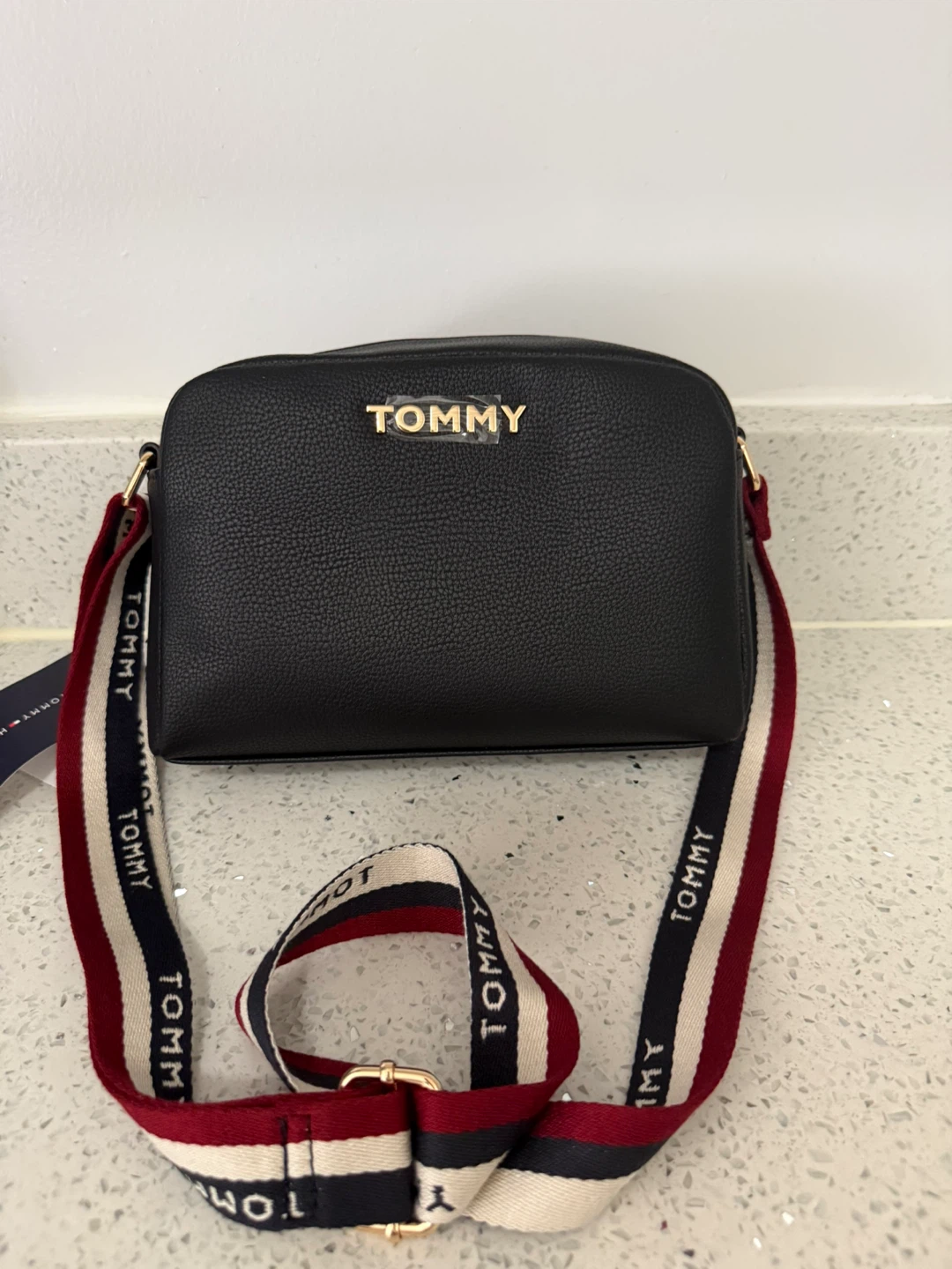 Tommy Hilfiger Black Crossbody Bag with Logo Strap