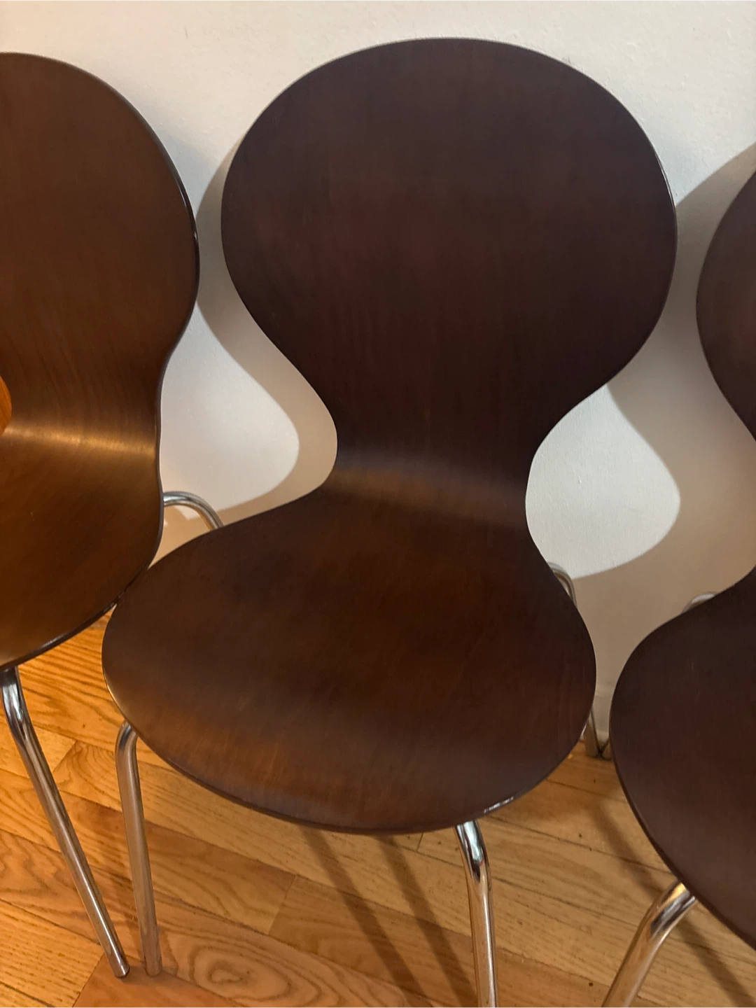 Mid - Century Set of 4 Walnut Molded Plywood Chairs( Best offer) - photo 4