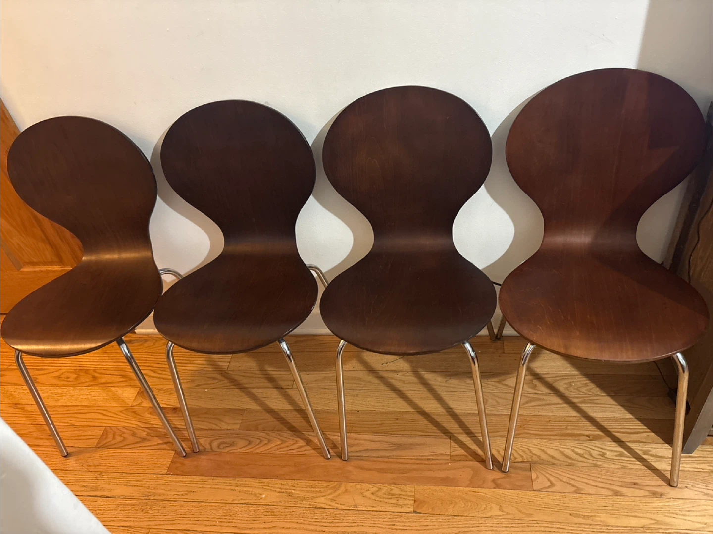 Mid - Century Set of 4 Walnut Molded Plywood Chairs( Best offer)