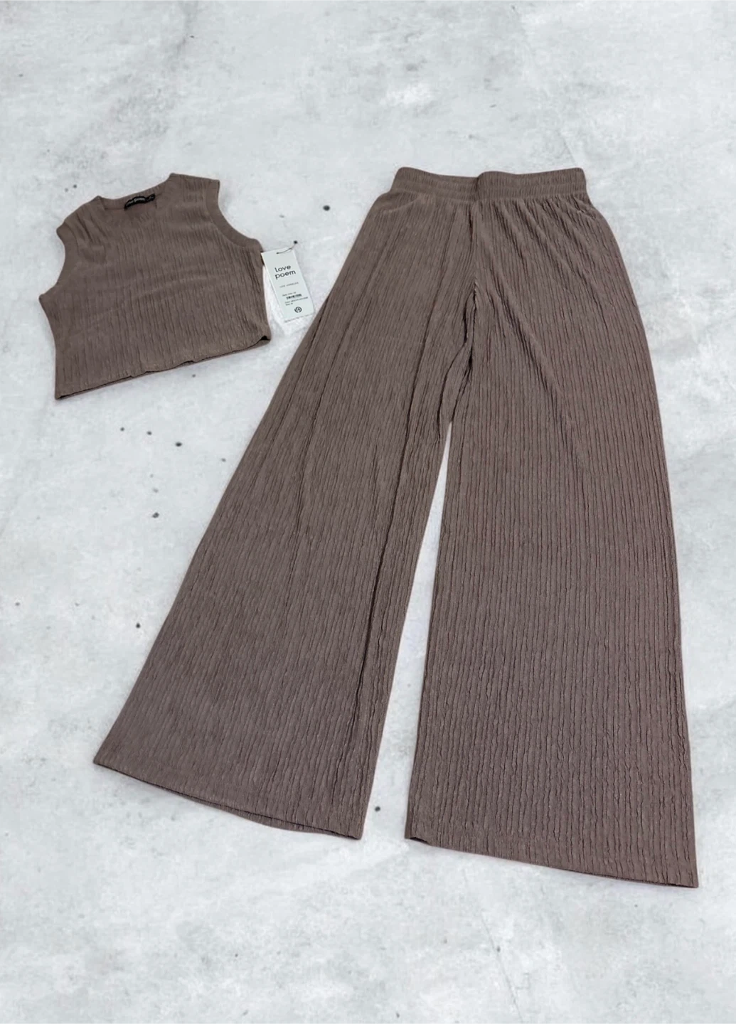 Love Poem Ribbed Knit Sleeveless Top & Wide Leg Pants Set - photo 2
