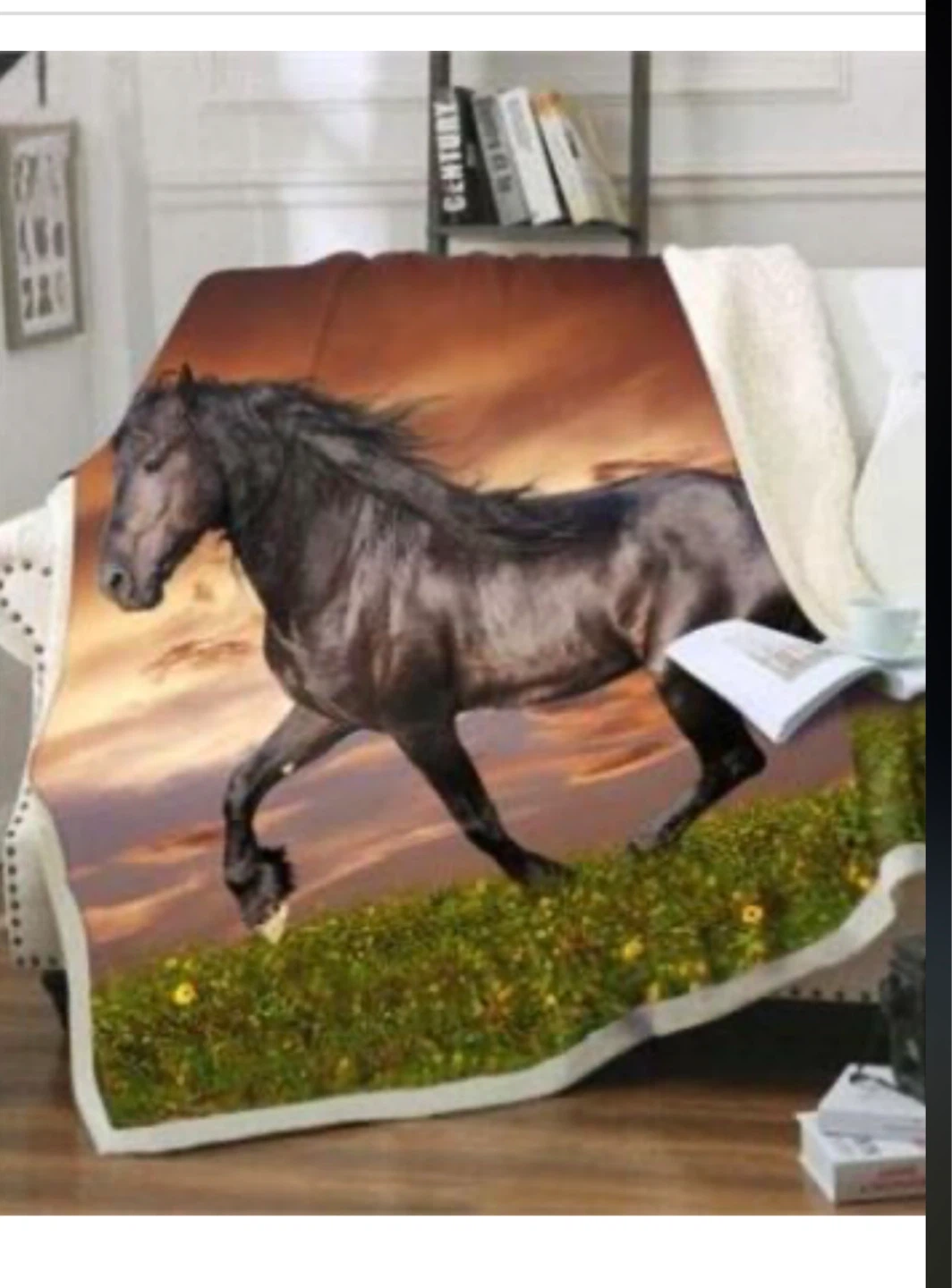 Throw Blanket with Horse Design 50x60