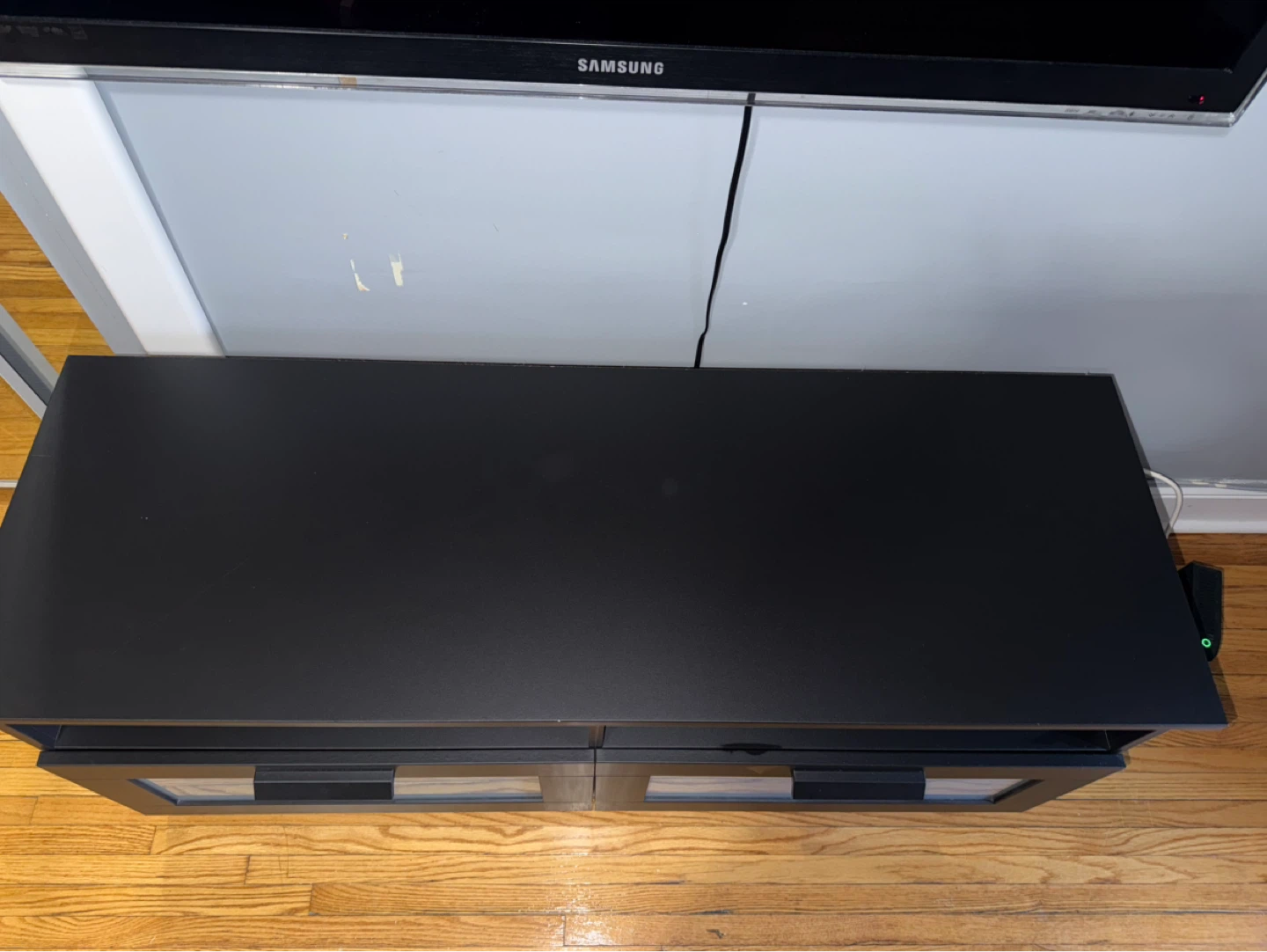 Black Media Console TV Stand with Frosted Glass Doors - photo 4